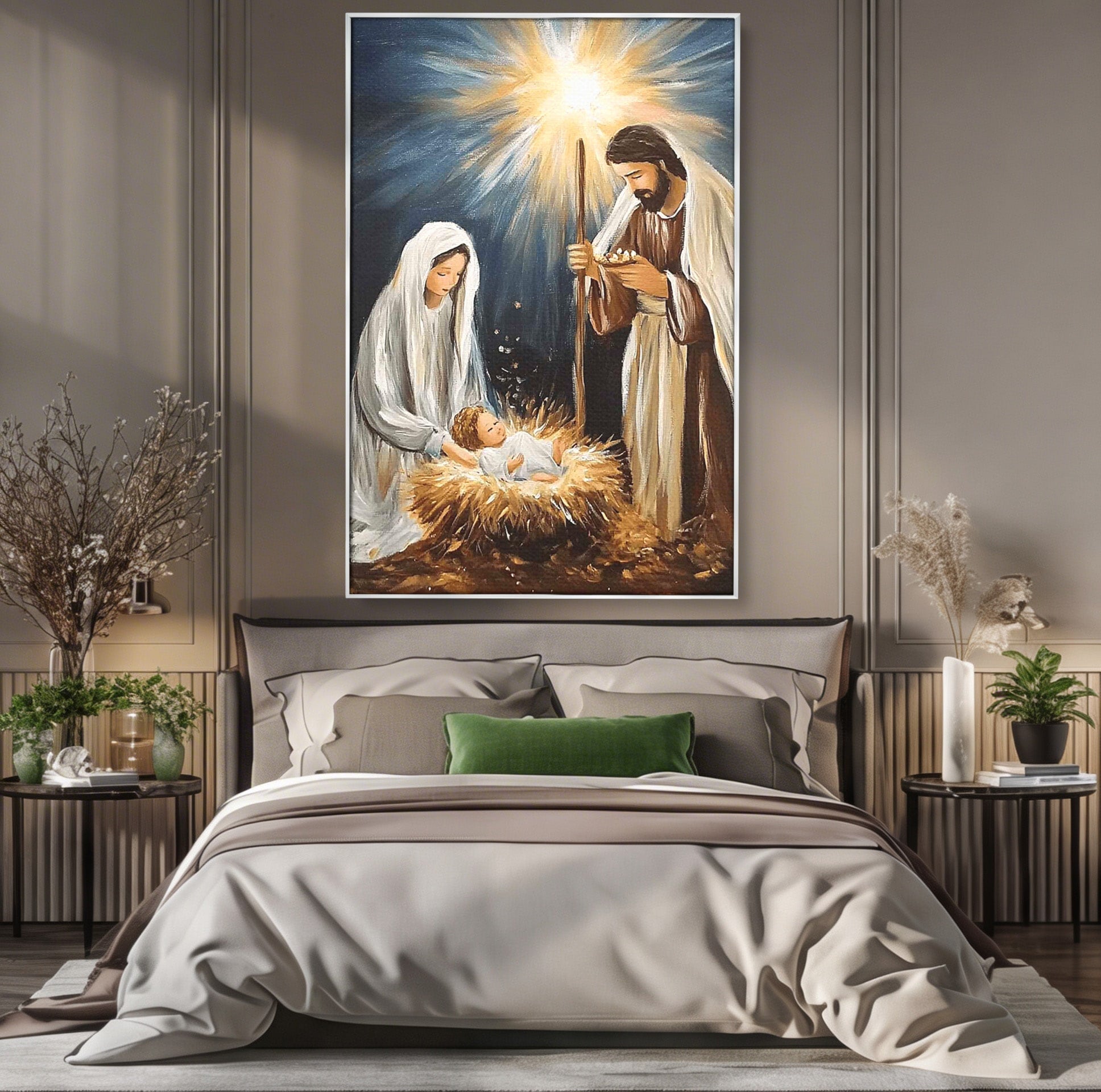 Tablou Canvas Premium LuxCanva® PI1078, Nasterea Domnului, Religie, Craciun, Familie, Spiritualitate, Dormitor, Culori Vibrante