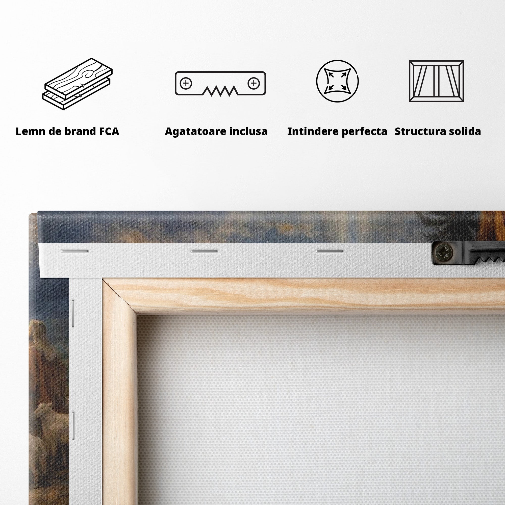 Tablou Canvas Premium LuxCanva® PI1079, Nasterea, Hristos, Religie, Iesle, Ingeri, Noapte, Sfant, Stea, Living, Culori Vibrante