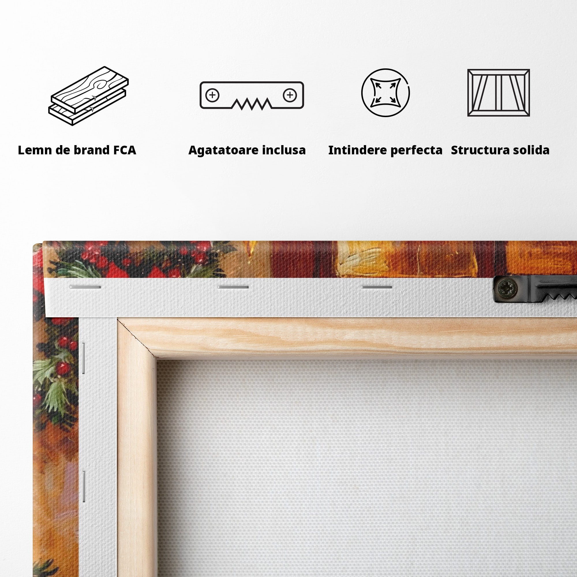 Tablou Canvas Premium LuxCanva® PI1080, Cafenea De Craciun, Seara, Cafea, Decor, Festiv, Iarna, Living, Culori Vibrante