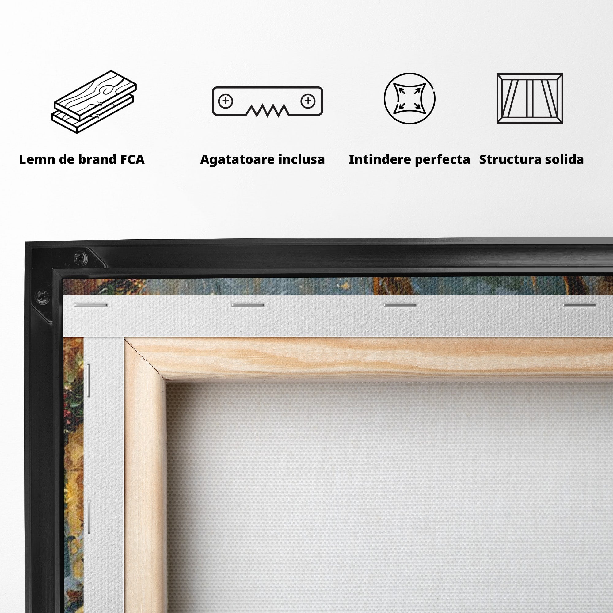 Tablou Canvas Premium LuxCanva® PI1081, Cerbul In Padurea De Iarna, Coarne, Iarna, Padure, Natura, Living, Dormitor, Culori Vibrante