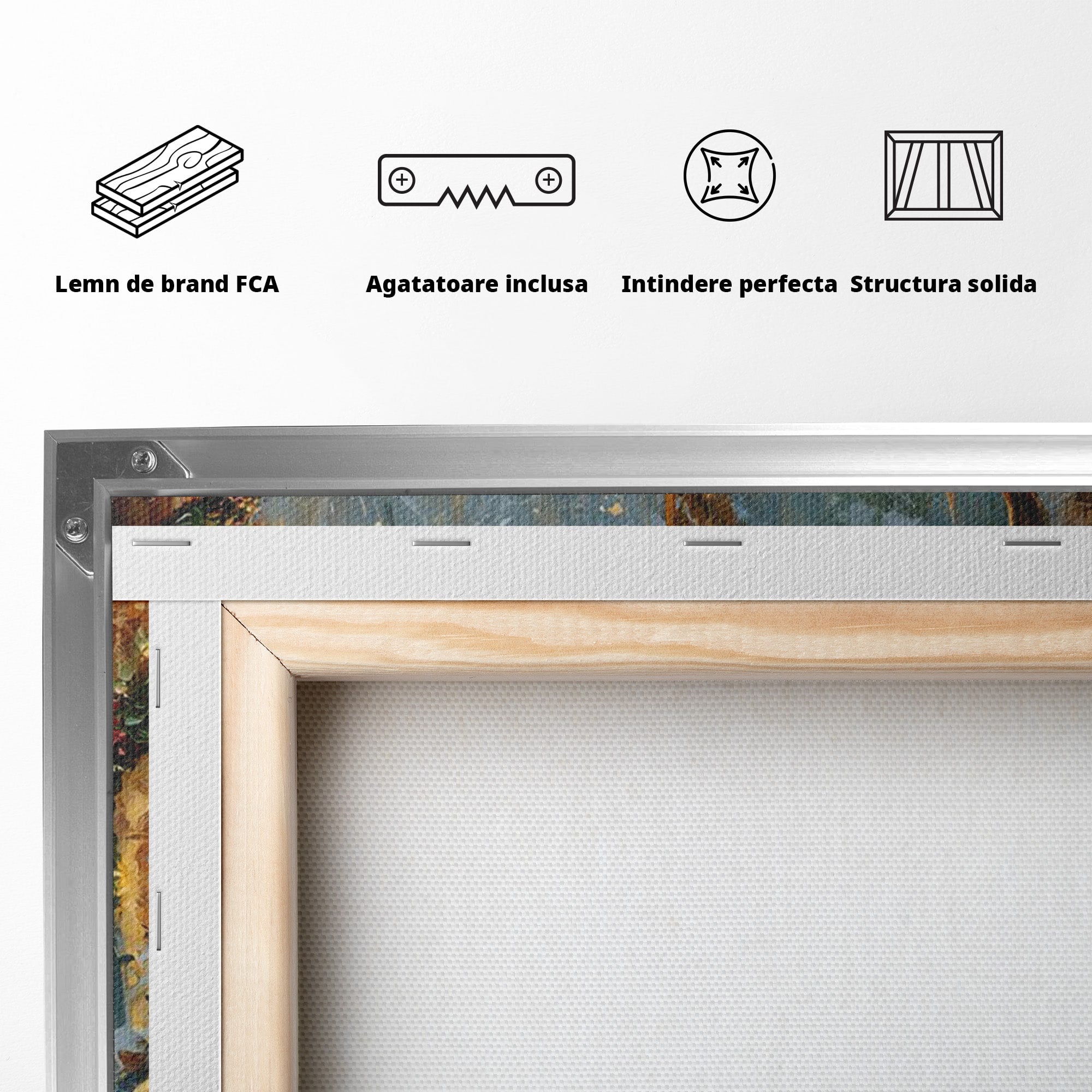 Tablou Canvas Premium LuxCanva® PI1081, Cerbul In Padurea De Iarna, Coarne, Iarna, Padure, Natura, Living, Dormitor, Culori Vibrante