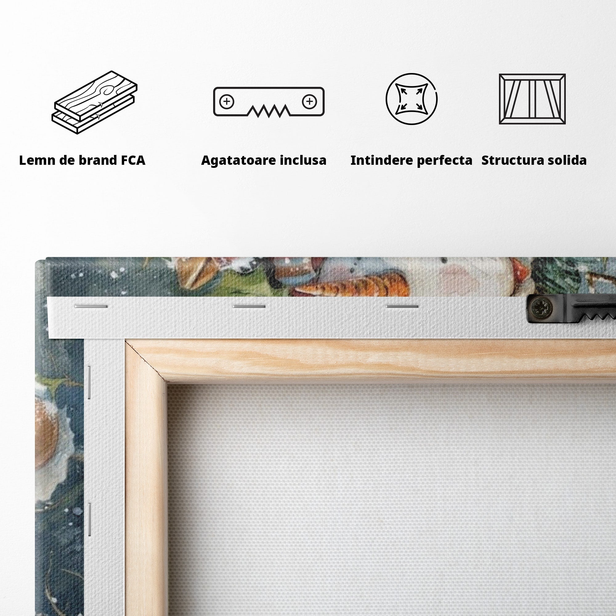 Tablou Canvas Premium LuxCanva® PI1082, Omul De Zapada, Iarna, Craciun, Fular, Rosu, Decoratiuni, Living, Sarbatori, Culori Vibrante