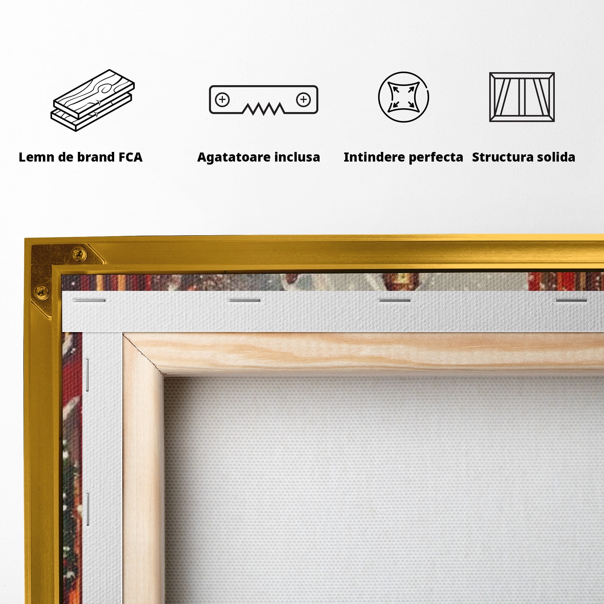 Tablou Canvas Premium LuxCanva® PI1083, Oras De Craciun, Strazi, Iarna, Masina, Ninsoare, Peisaj Urban, Living, Culori Vibrante