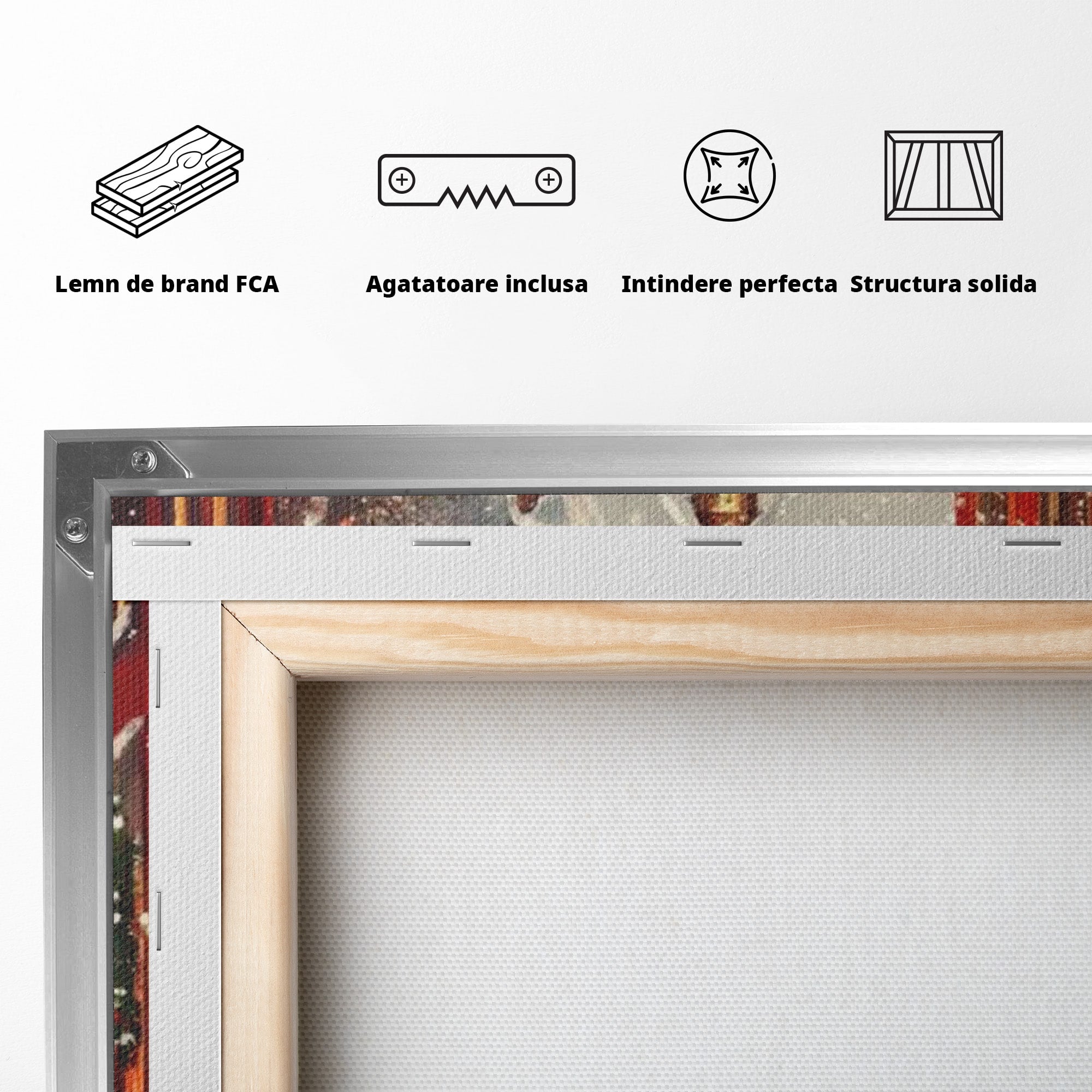 Tablou Canvas Premium LuxCanva® PI1083, Oras De Craciun, Strazi, Iarna, Masina, Ninsoare, Peisaj Urban, Living, Culori Vibrante