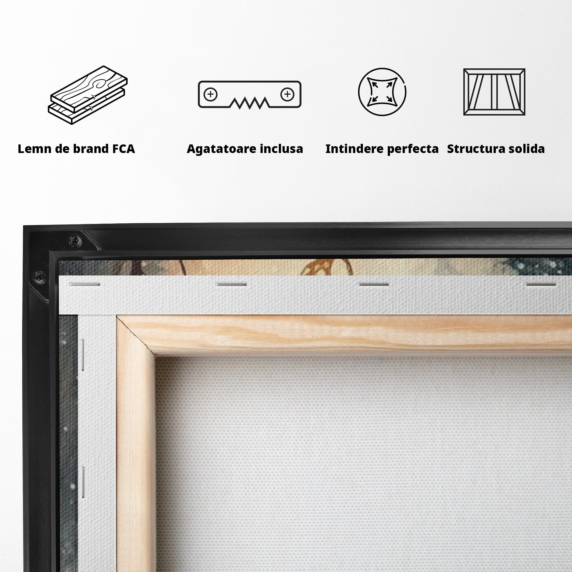 Tablou Canvas Premium LuxCanva® PI1084, Cerb In Zapada, Salbatic, Iarna, Natura, Zapada, Living, Dormitor, Culori Vibrante