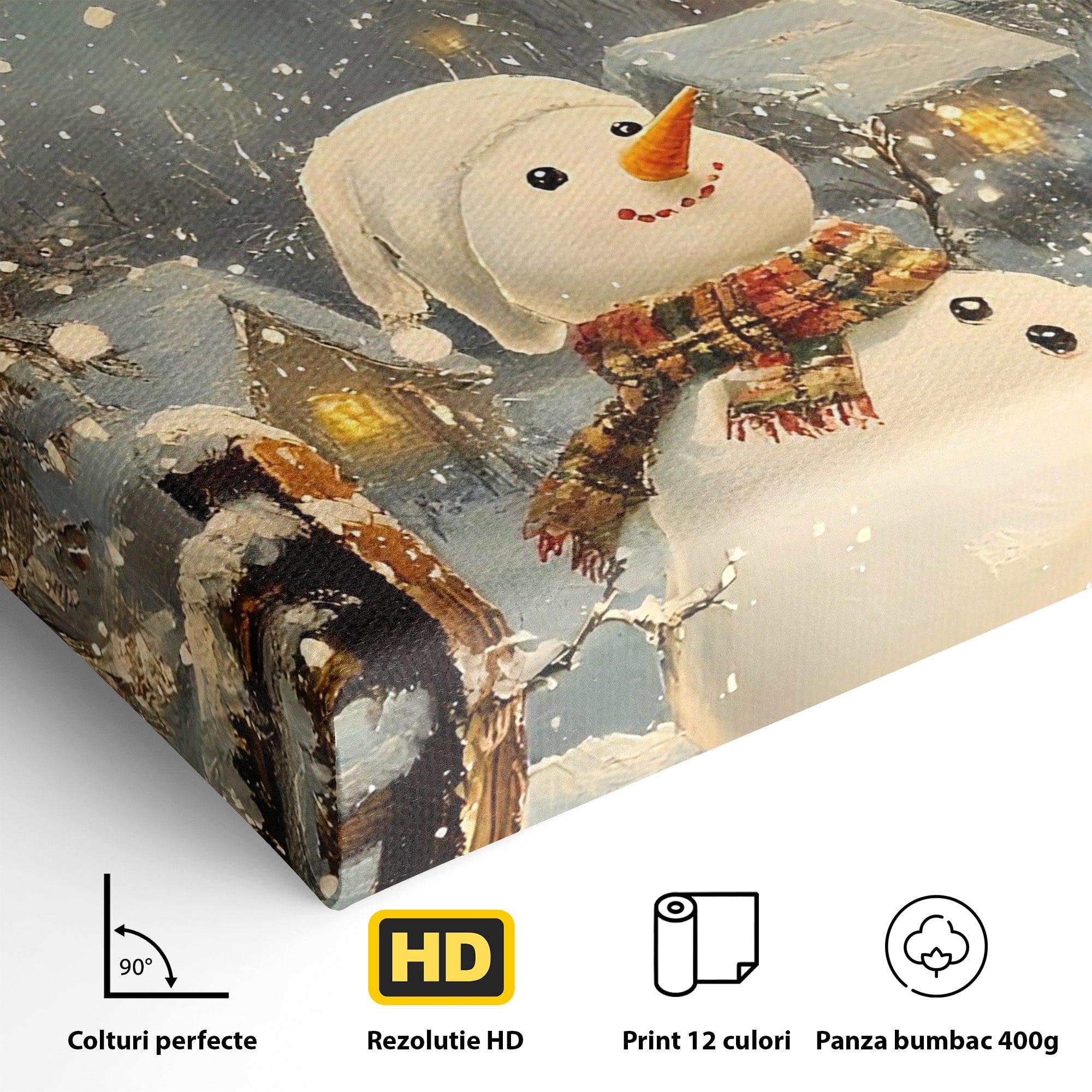 Tablou Canvas Premium LuxCanva® PI1085, Om De Zapada Vesel, Omat, Casa, Peisaj, Noapte, Living, Dormitor, Culori Vibrante