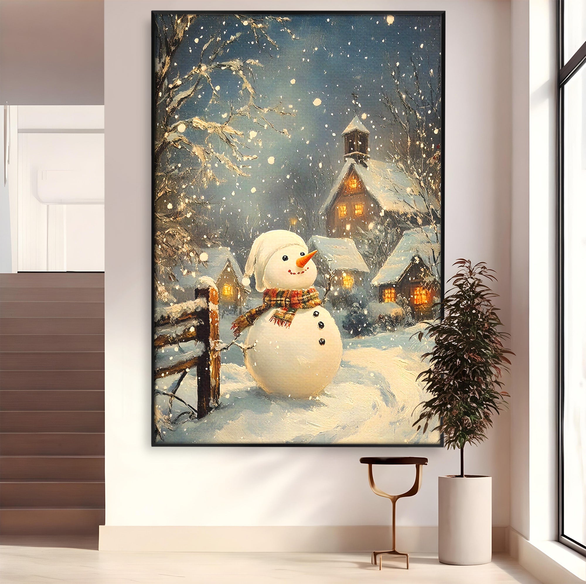 Tablou Canvas Premium LuxCanva® PI1085, Om De Zapada Vesel, Omat, Casa, Peisaj, Noapte, Living, Dormitor, Culori Vibrante