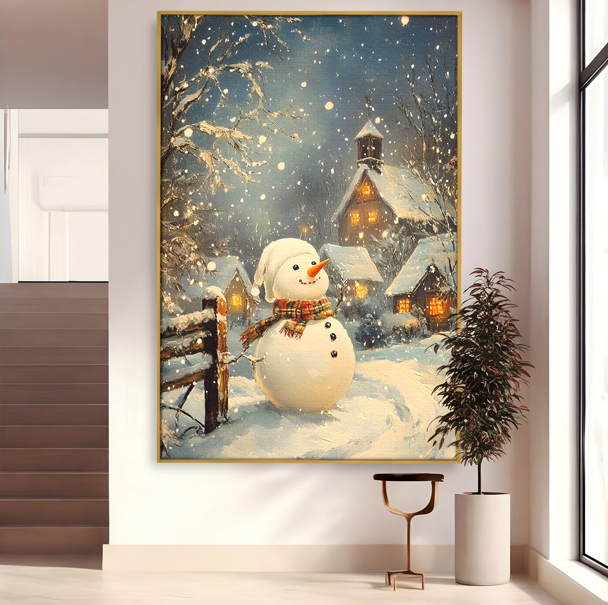 Tablou Canvas Premium LuxCanva® PI1085, Om De Zapada Vesel, Omat, Casa, Peisaj, Noapte, Living, Dormitor, Culori Vibrante