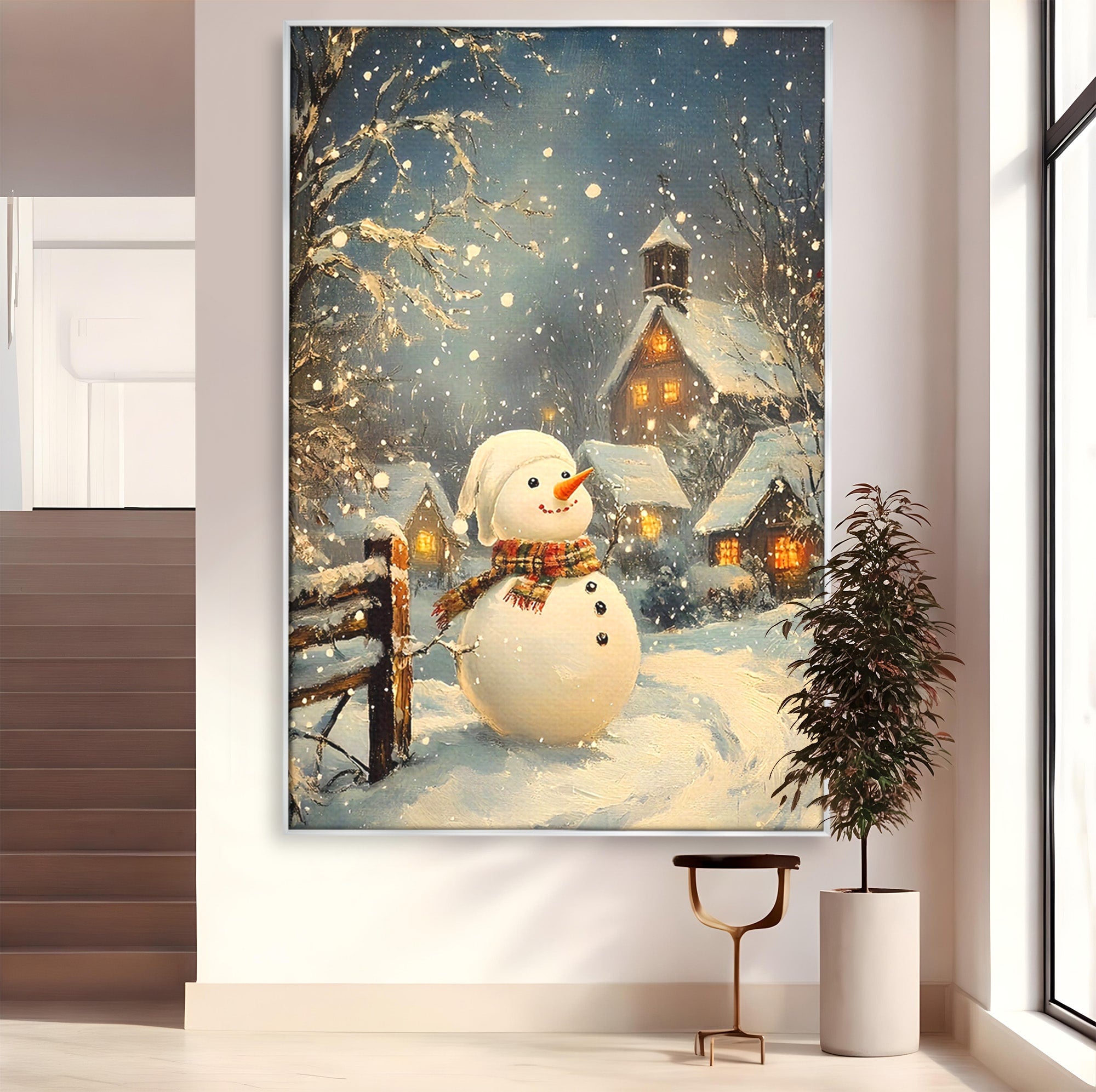 Tablou Canvas Premium LuxCanva® PI1085, Om De Zapada Vesel, Omat, Casa, Peisaj, Noapte, Living, Dormitor, Culori Vibrante