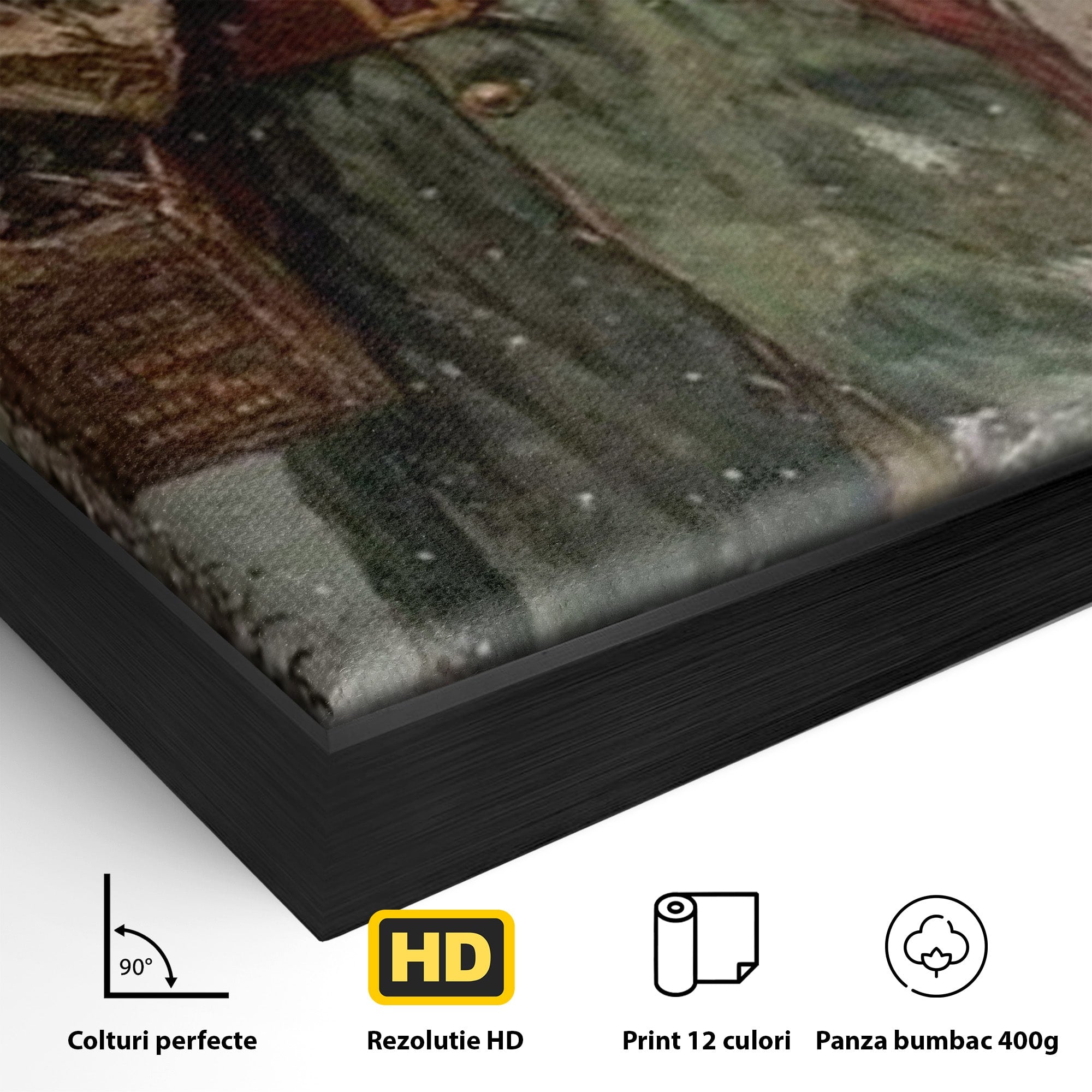 Tablou Canvas Premium LuxCanva® PI1086, Mos Craciun Cu Felinar, Santa, Iarna, Brad, Sarbatori, Nostalgie, Living, Dormitor, Culori Vibrante