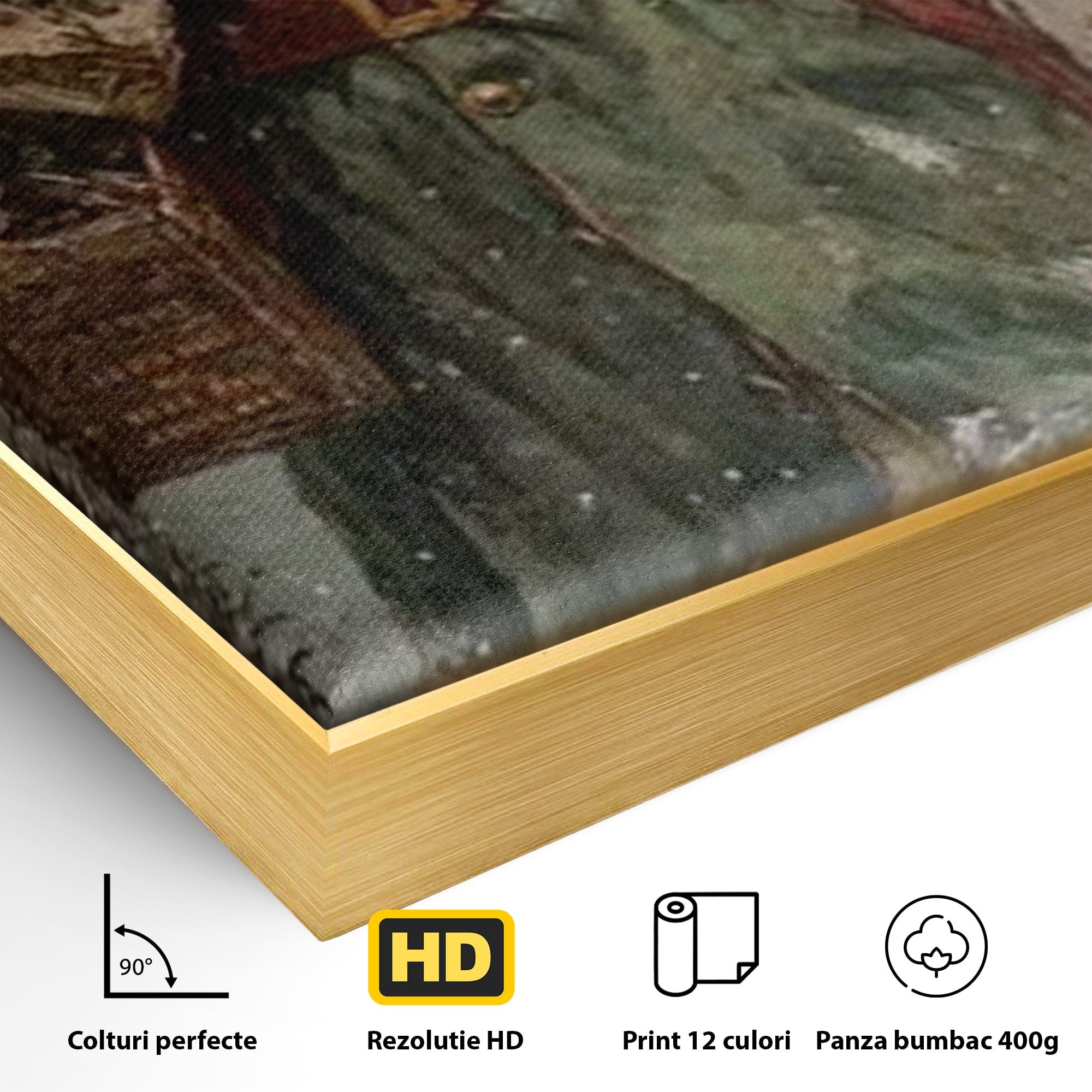 Tablou Canvas Premium LuxCanva® PI1086, Mos Craciun Cu Felinar, Santa, Iarna, Brad, Sarbatori, Nostalgie, Living, Dormitor, Culori Vibrante
