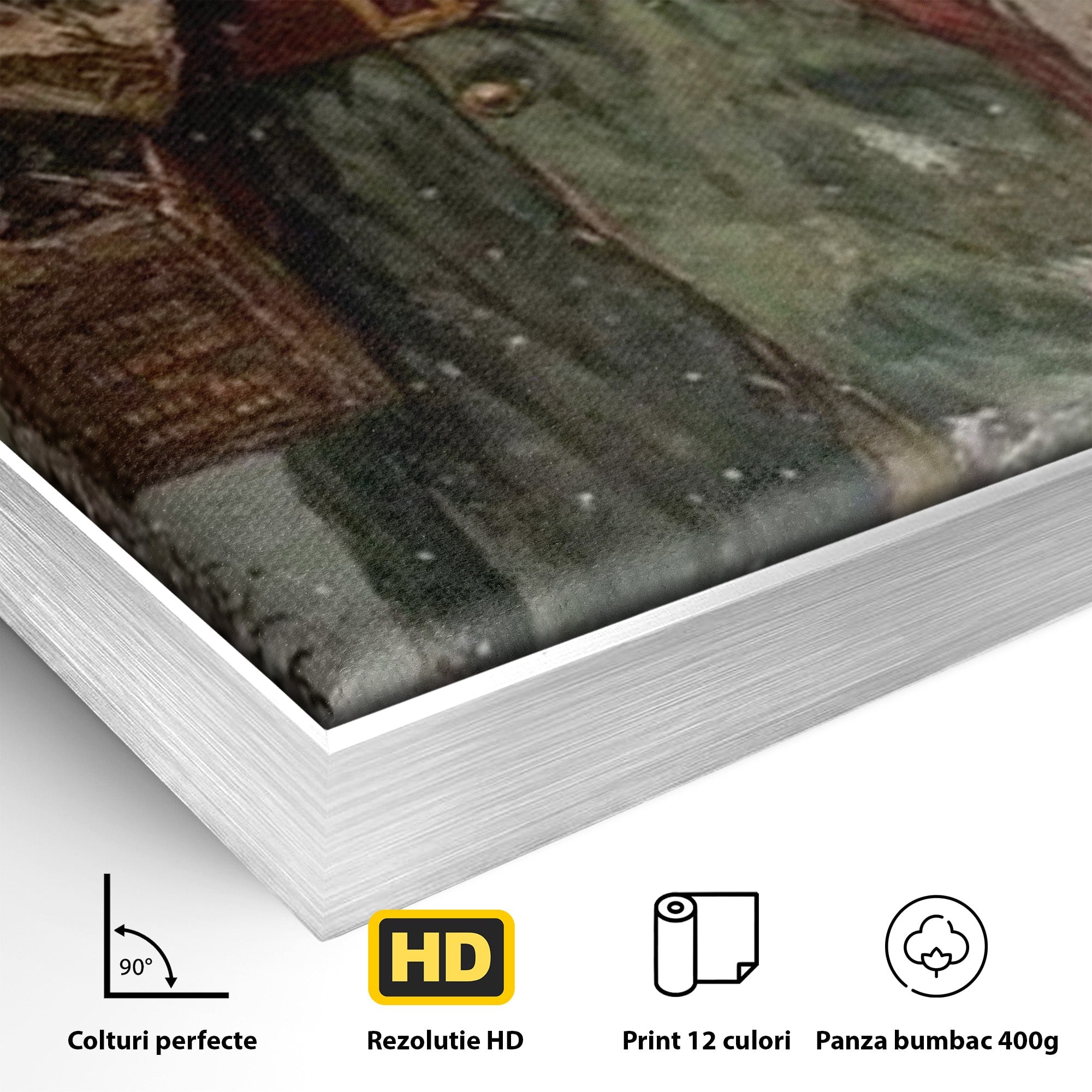Tablou Canvas Premium LuxCanva® PI1086, Mos Craciun Cu Felinar, Santa, Iarna, Brad, Sarbatori, Nostalgie, Living, Dormitor, Culori Vibrante
