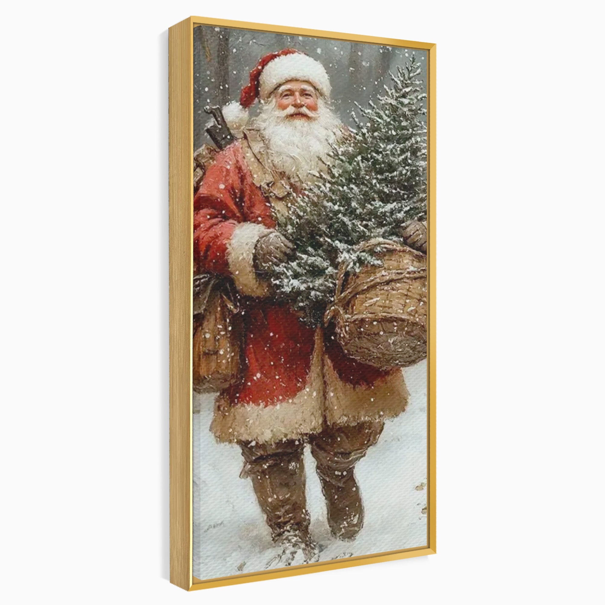 Tablou Canvas Premium LuxCanva® PI1087, Bradul lui Mos Craciun, Iarna, Cos, Desaga, Cadouri, Living, Sarbatori, Culori Vibrante