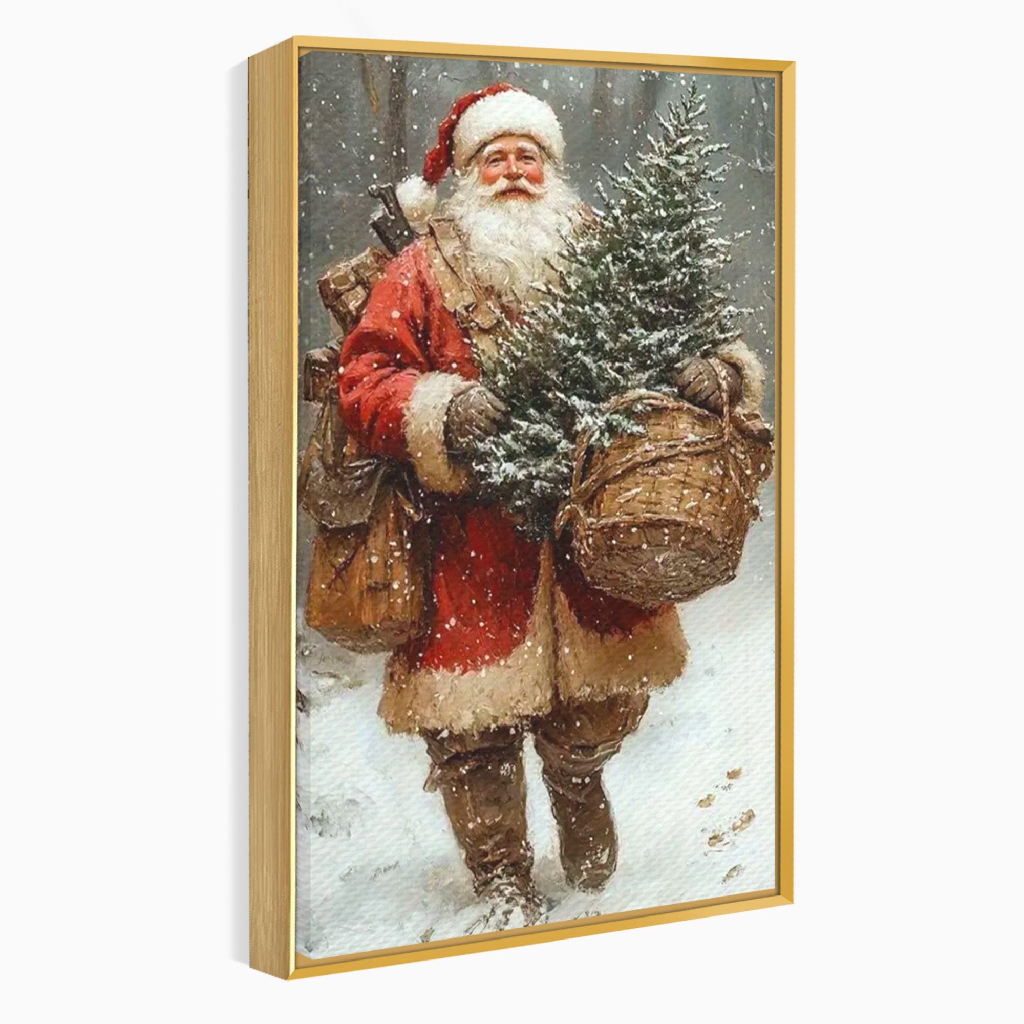 Tablou Canvas Premium LuxCanva® PI1087, Bradul lui Mos Craciun, Iarna, Cos, Desaga, Cadouri, Living, Sarbatori, Culori Vibrante