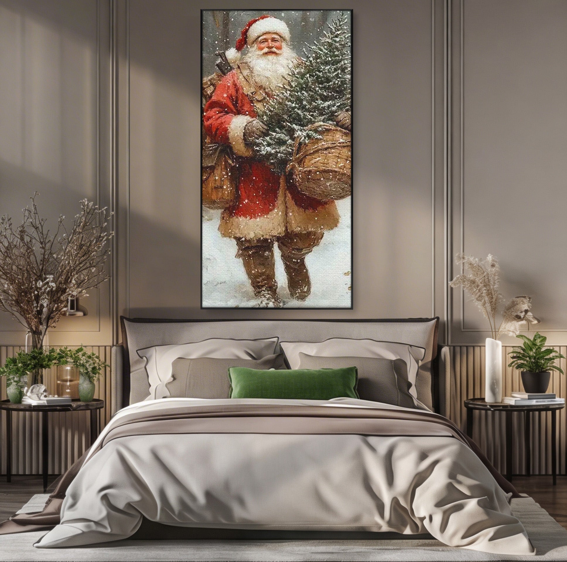 Tablou Canvas Premium LuxCanva® PI1087, Bradul lui Mos Craciun, Iarna, Cos, Desaga, Cadouri, Living, Sarbatori, Culori Vibrante