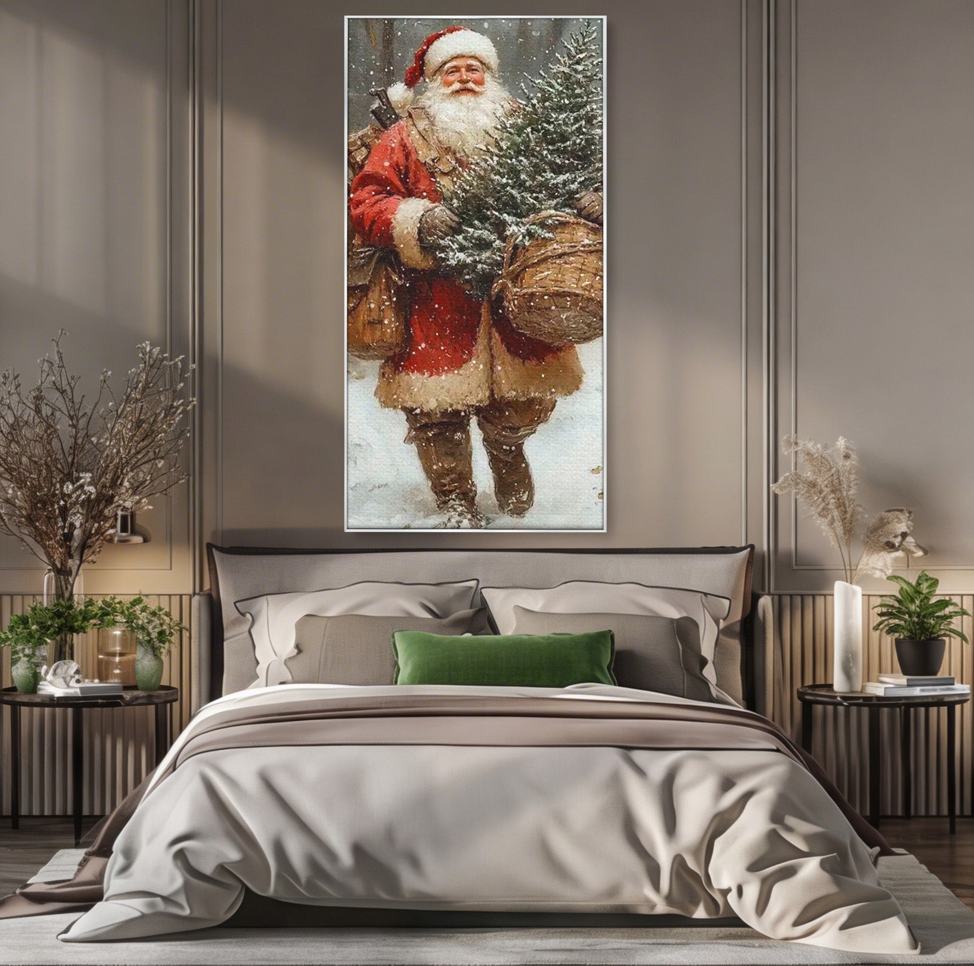 Tablou Canvas Premium LuxCanva® PI1087, Bradul lui Mos Craciun, Iarna, Cos, Desaga, Cadouri, Living, Sarbatori, Culori Vibrante