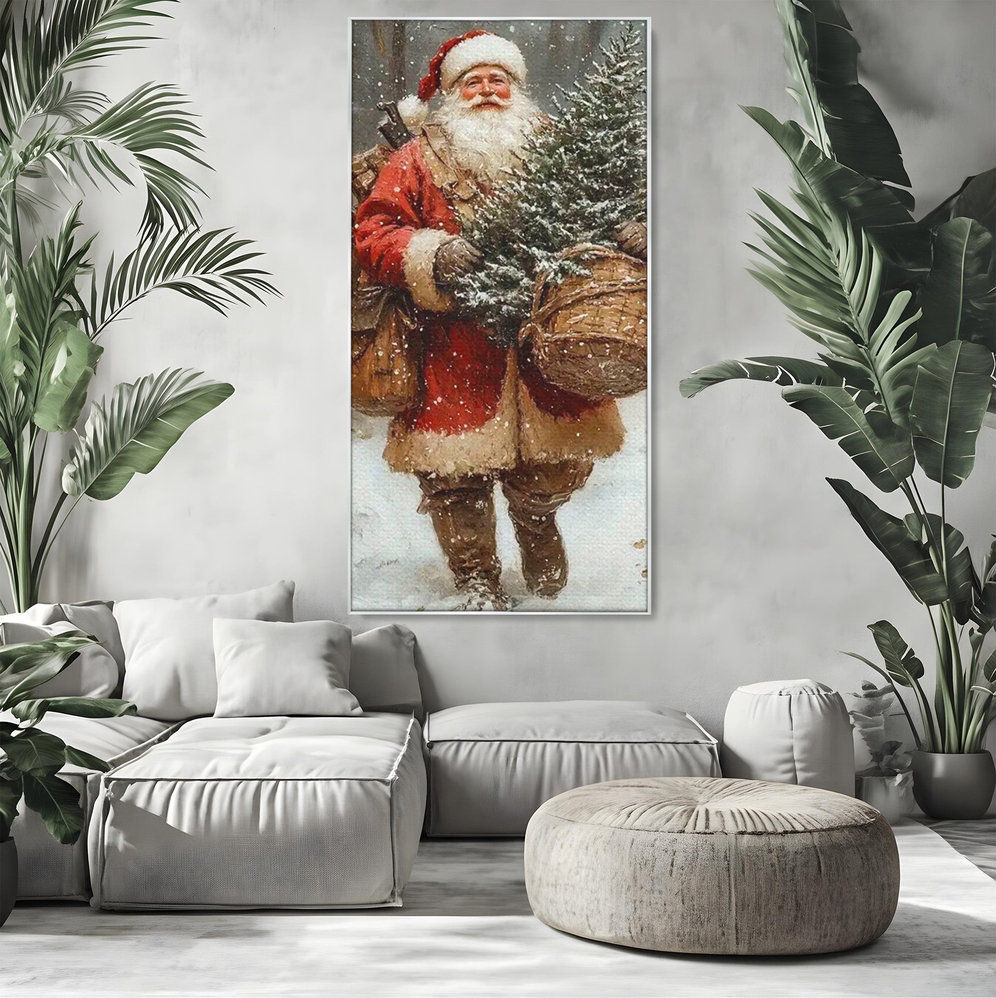 Tablou Canvas Premium LuxCanva® PI1087, Bradul lui Mos Craciun, Iarna, Cos, Desaga, Cadouri, Living, Sarbatori, Culori Vibrante