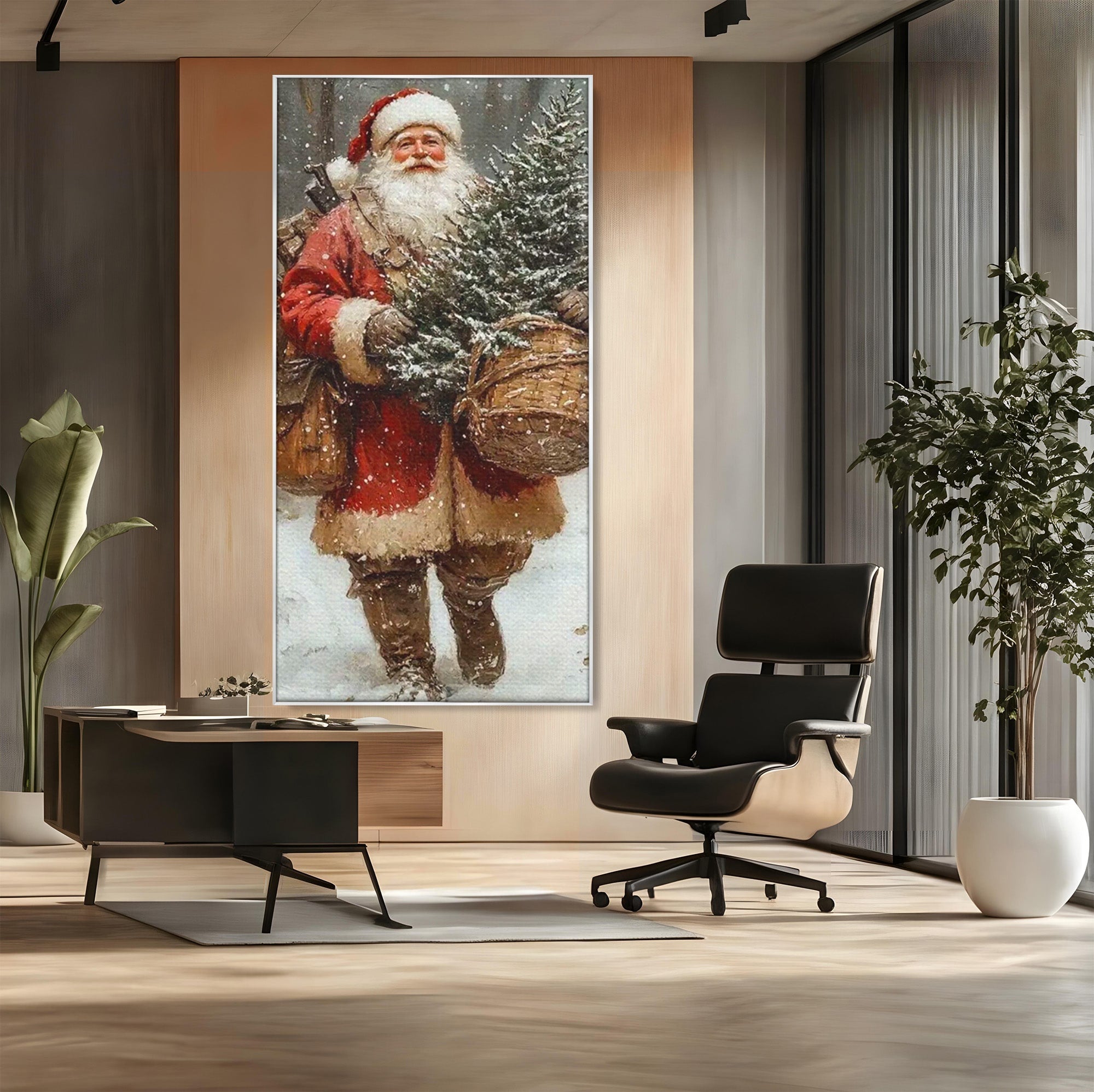 Tablou Canvas Premium LuxCanva® PI1087, Bradul lui Mos Craciun, Iarna, Cos, Desaga, Cadouri, Living, Sarbatori, Culori Vibrante