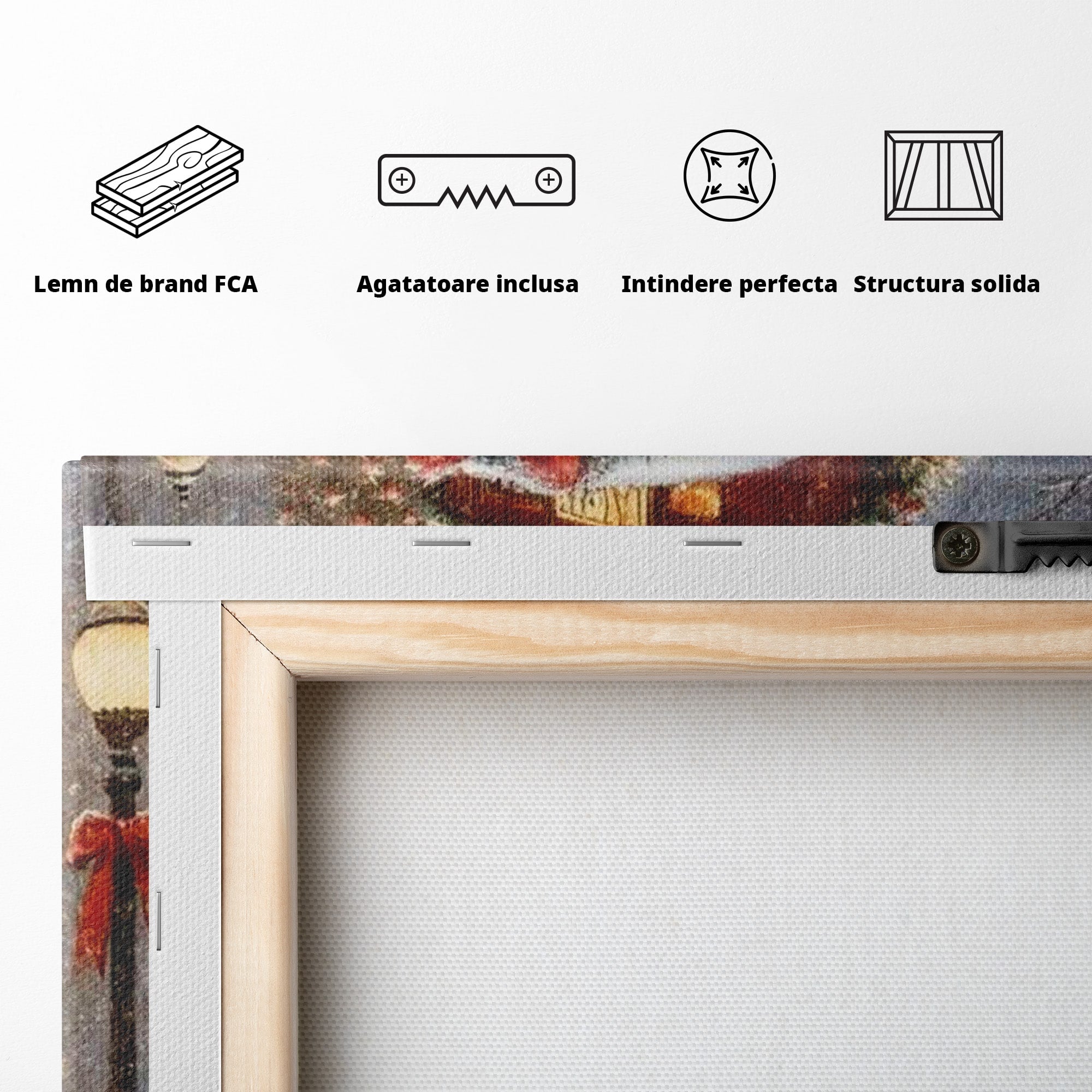 Tablou Canvas Premium LuxCanva® PI1088, Tramvaiul De Craciun, Calatorie, Craciun, Iarna, Decoratiuni, Living, Culori Vibrante