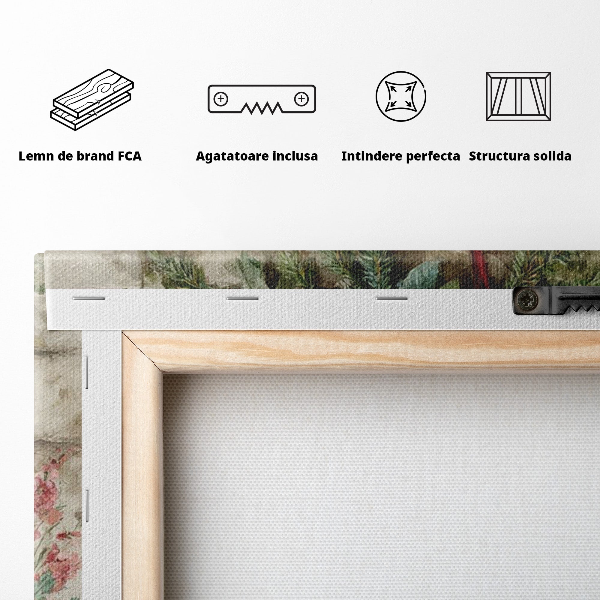 Tablou Canvas Premium LuxCanva® PI1089, Ciorap De Craciun, Cadouri, Decor, Festiv, Copii, Flori, Living, Iarna, Sarbatoare, Culori Vibrante