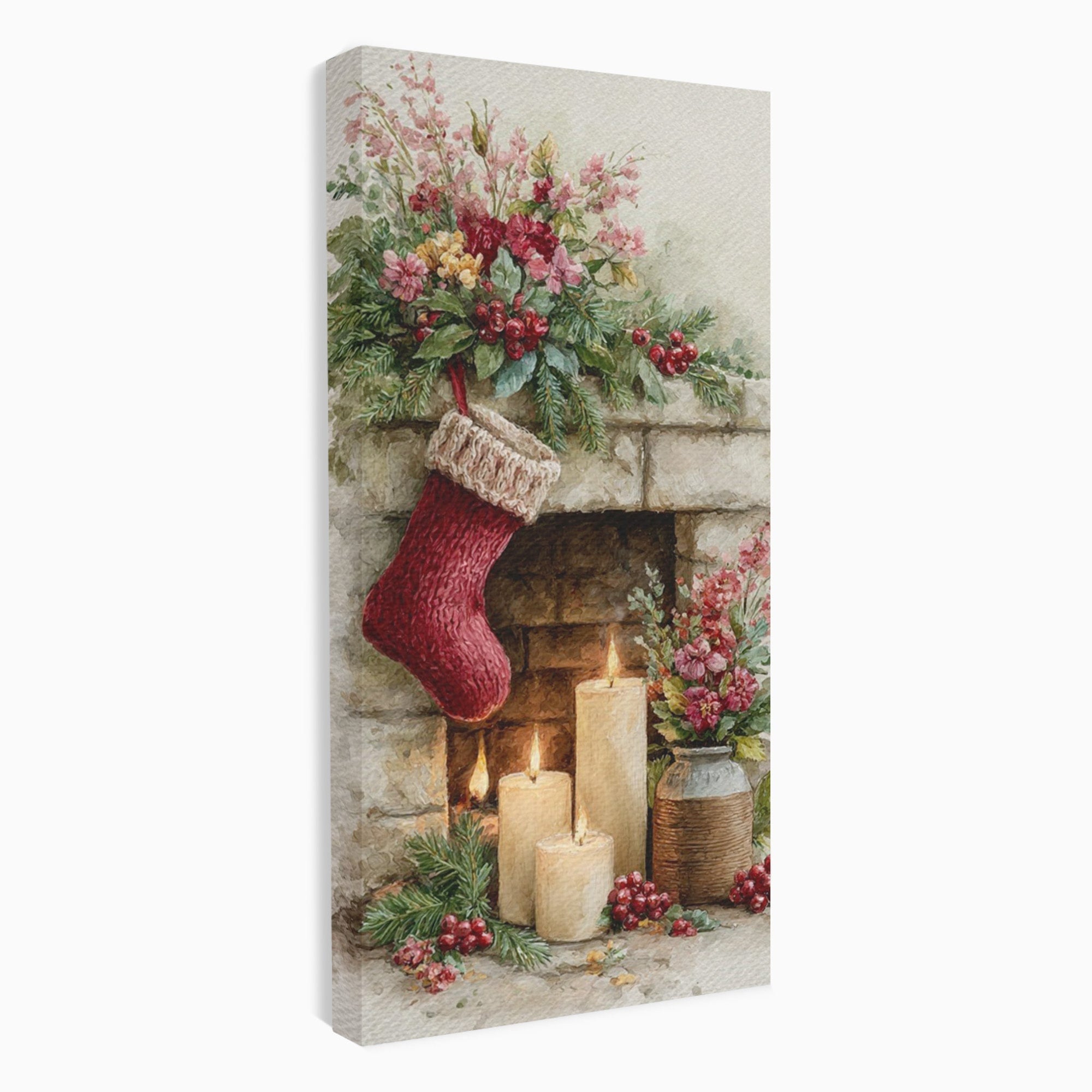 Tablou Canvas Premium LuxCanva® PI1089, Ciorap De Craciun, Cadouri, Decor, Festiv, Copii, Flori, Living, Iarna, Sarbatoare, Culori Vibrante
