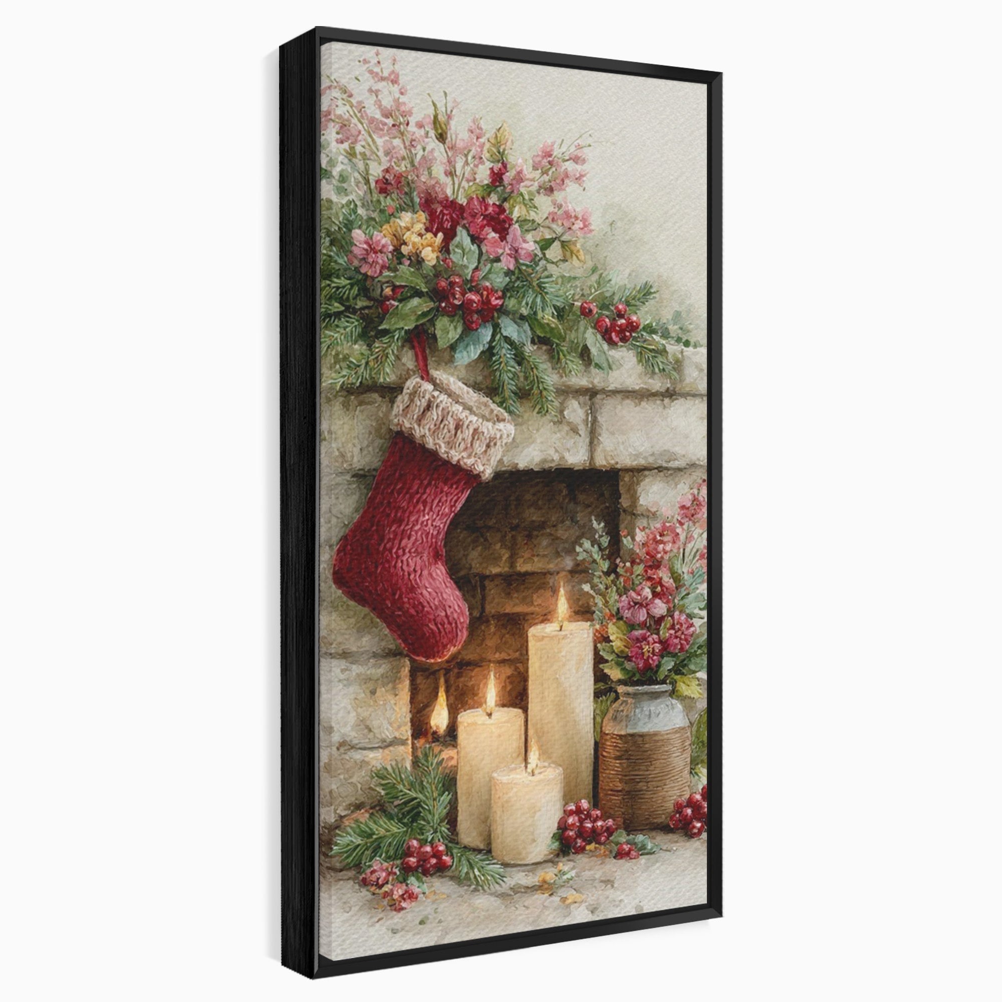 Tablou Canvas Premium LuxCanva® PI1089, Ciorap De Craciun, Cadouri, Decor, Festiv, Copii, Flori, Living, Iarna, Sarbatoare, Culori Vibrante