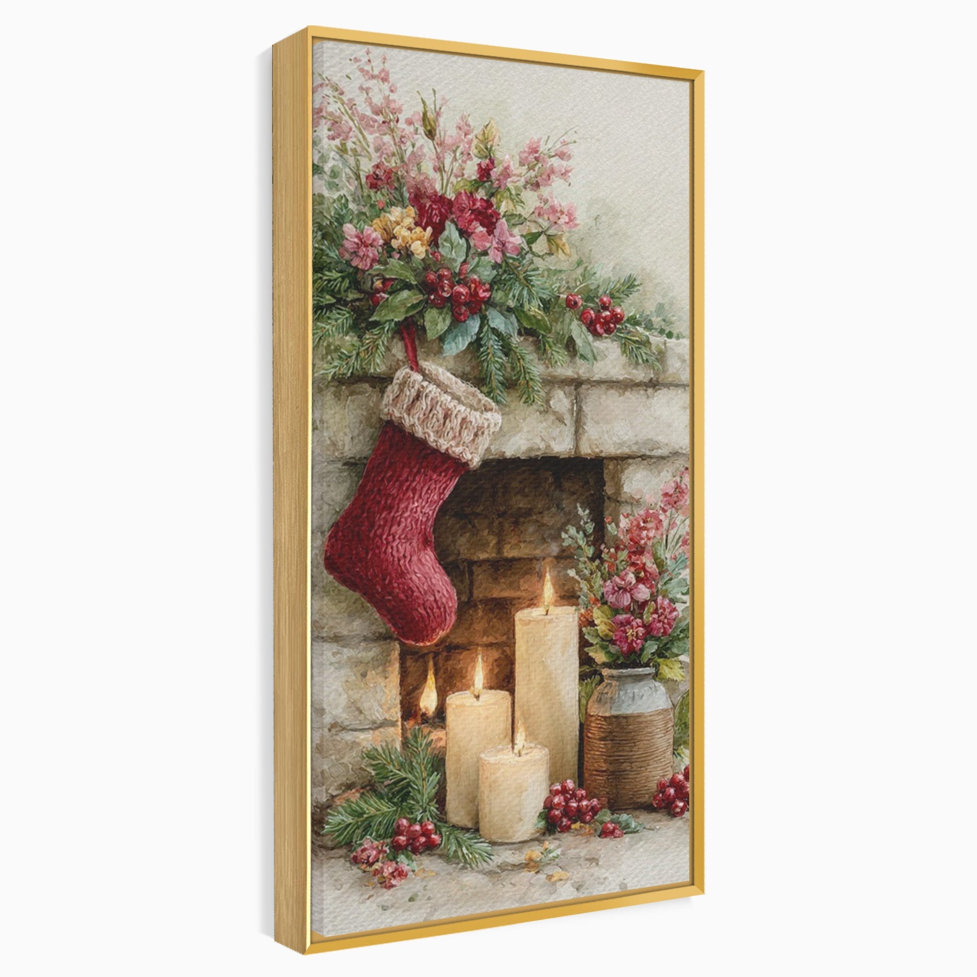 Tablou Canvas Premium LuxCanva® PI1089, Ciorap De Craciun, Cadouri, Decor, Festiv, Copii, Flori, Living, Iarna, Sarbatoare, Culori Vibrante