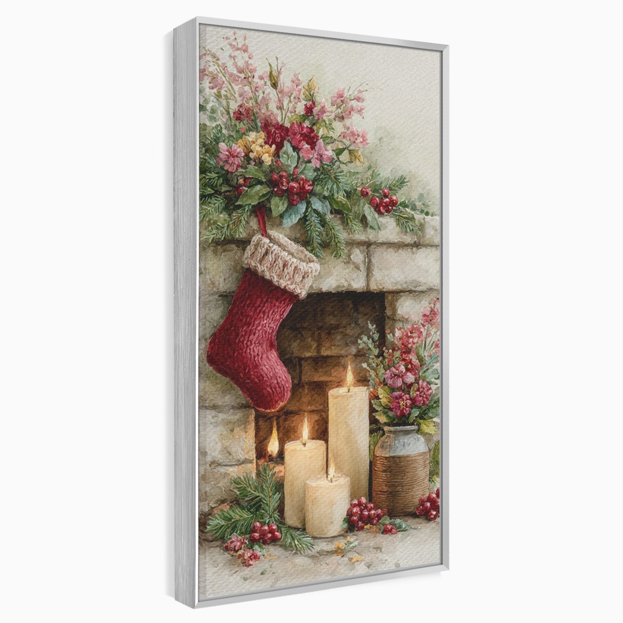 Tablou Canvas Premium LuxCanva® PI1089, Ciorap De Craciun, Cadouri, Decor, Festiv, Copii, Flori, Living, Iarna, Sarbatoare, Culori Vibrante