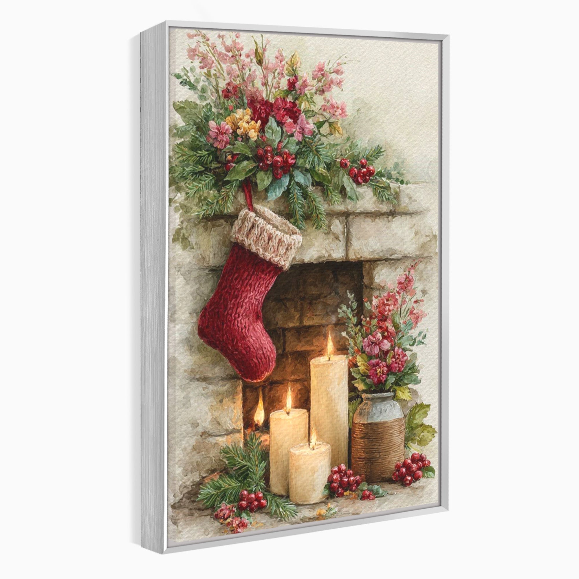 Tablou Canvas Premium LuxCanva® PI1089, Ciorap De Craciun, Cadouri, Decor, Festiv, Copii, Flori, Living, Iarna, Sarbatoare, Culori Vibrante