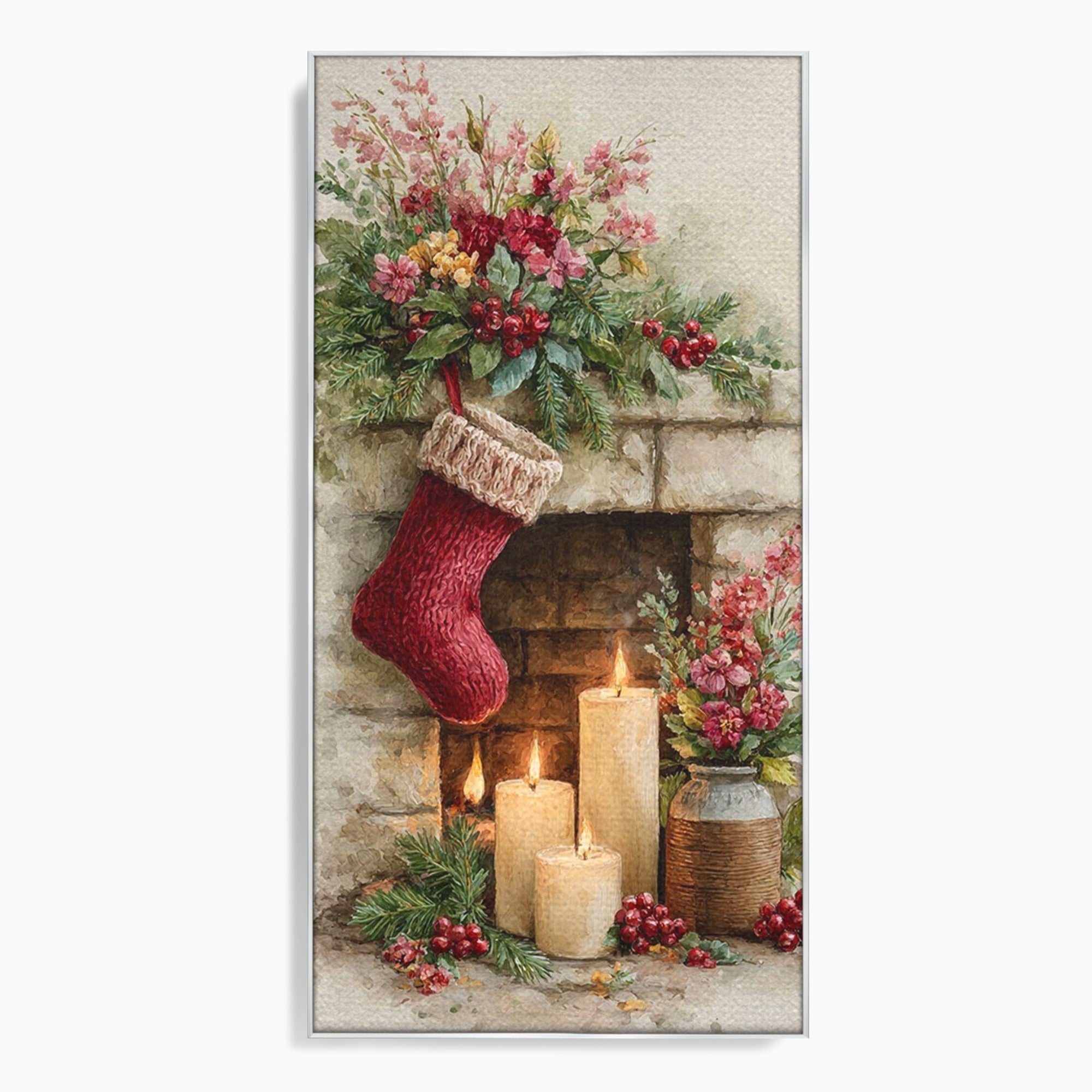 Tablou Canvas Premium LuxCanva® PI1089, Ciorap De Craciun, Cadouri, Decor, Festiv, Copii, Flori, Living, Iarna, Sarbatoare, Culori Vibrante