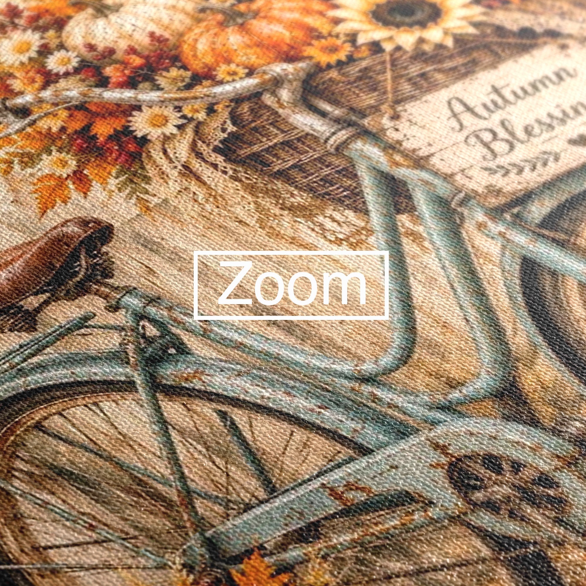 Tablou Canvas Premium LuxCanva® PI1090, Bicicleta De Toamna, Roti, Toamna, Flori, Living, Rustic, Culori Vibrante