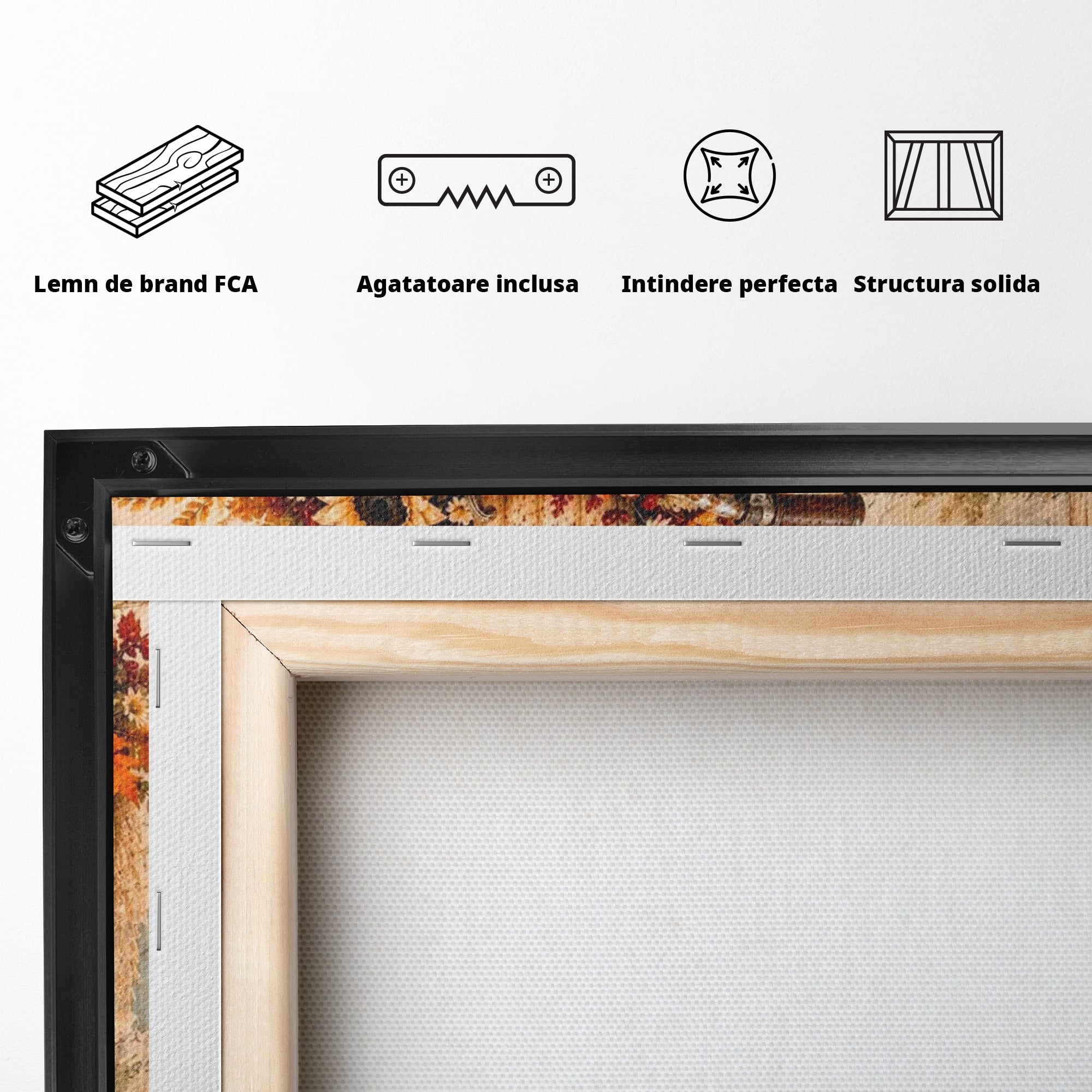 Tablou Canvas Premium LuxCanva® PI1090, Bicicleta De Toamna, Roti, Toamna, Flori, Living, Rustic, Culori Vibrante