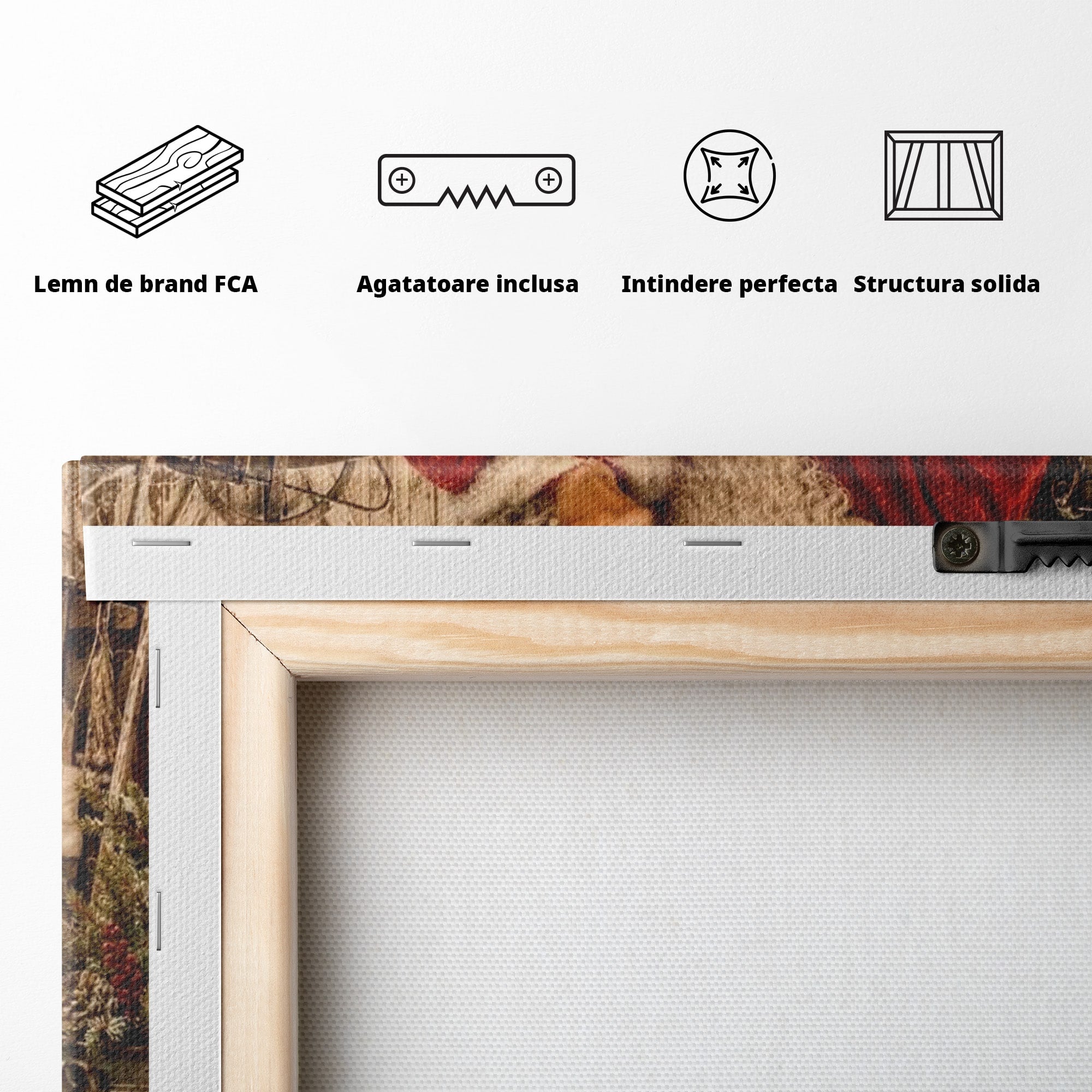 Tablou Canvas Premium LuxCanva® PI1091, Craciunul Acasa, Craciunita, Mos Craciun, Sarbatori, Decor, Living, Culori Vibrante
