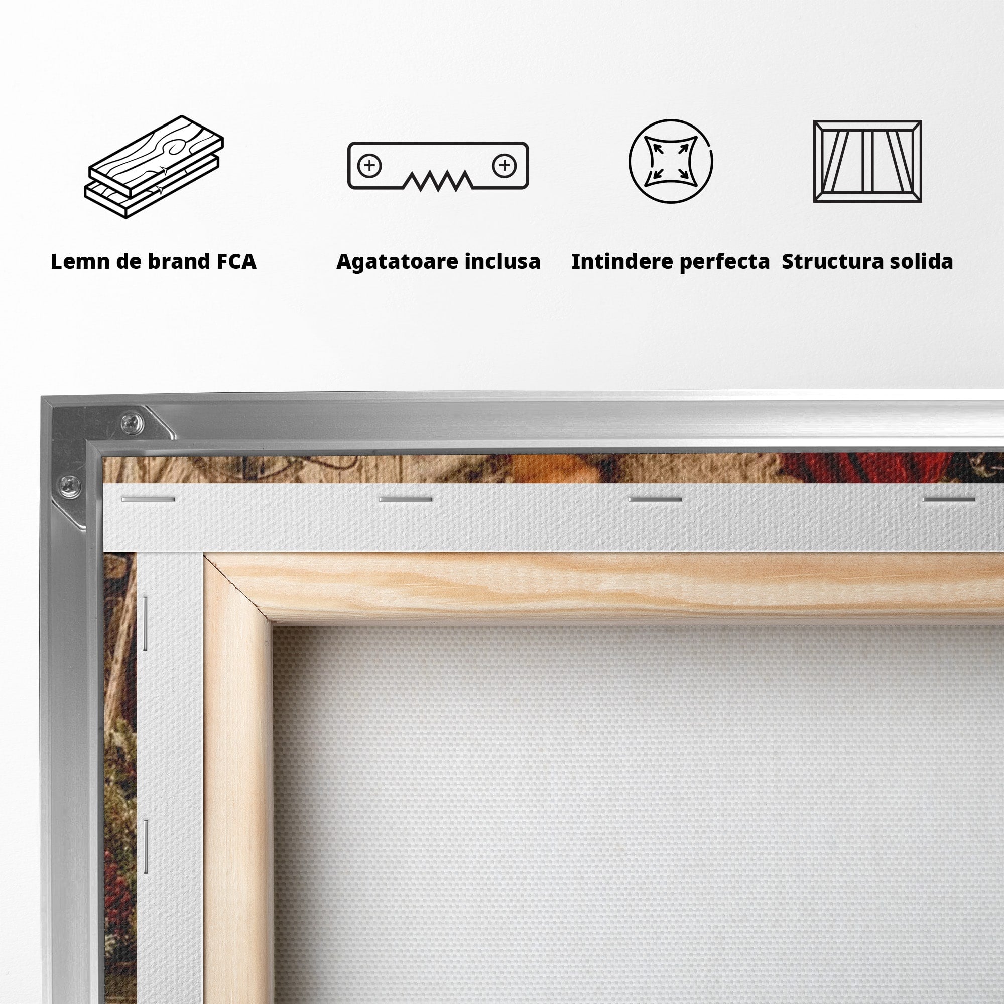 Tablou Canvas Premium LuxCanva® PI1091, Craciunul Acasa, Craciunita, Mos Craciun, Sarbatori, Decor, Living, Culori Vibrante