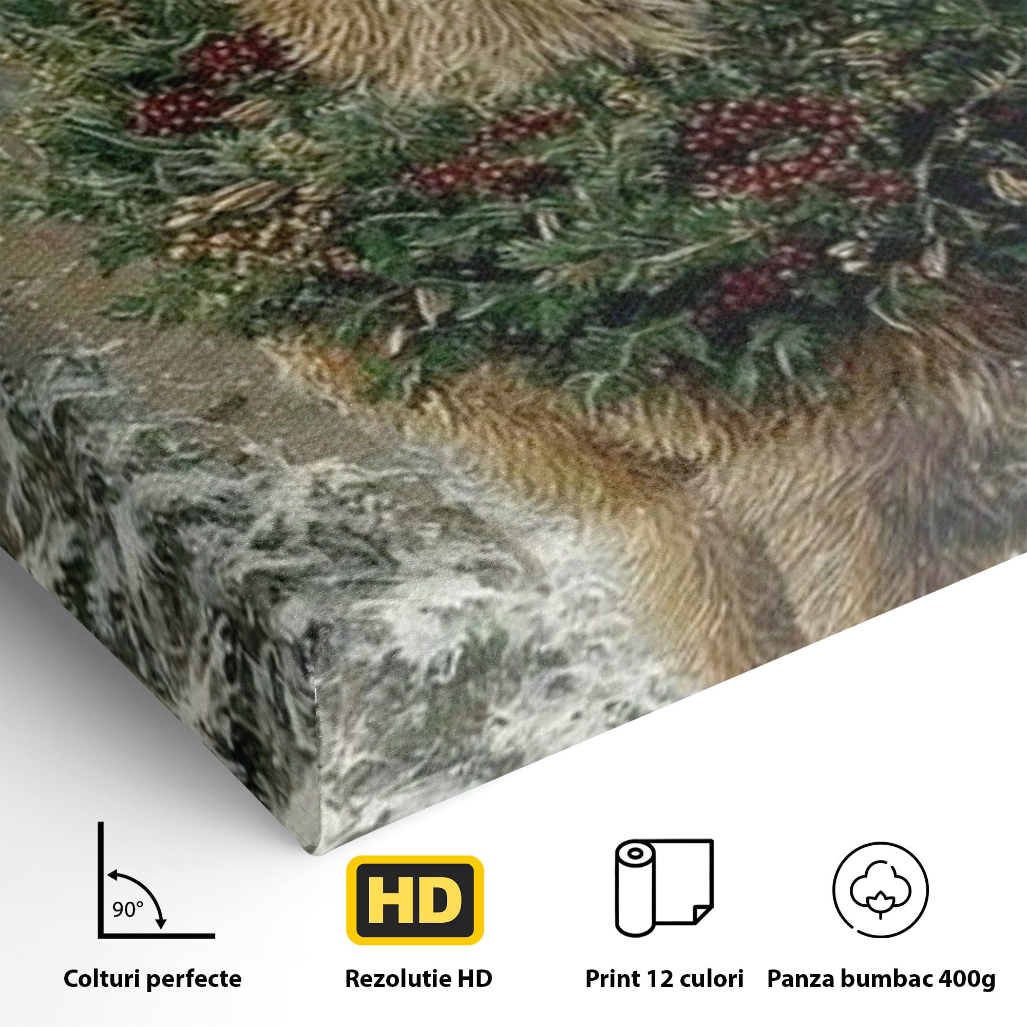 Tablou Canvas Premium LuxCanva® PI1092, Cerbul Impodobit, Salbatic, Animal, Padure, Iarna, Craciun, Living, Dormitor, Culori Vibrante