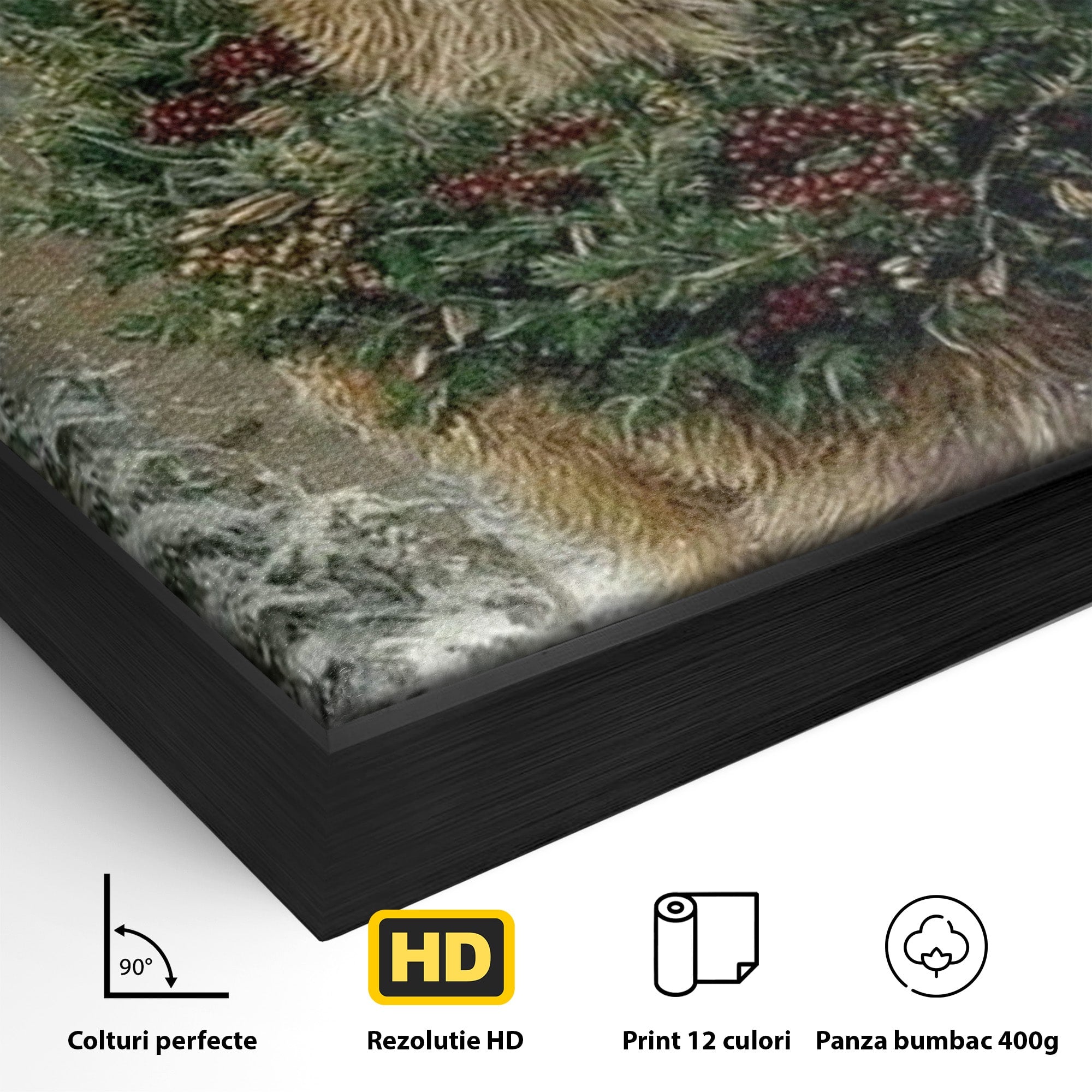Tablou Canvas Premium LuxCanva® PI1092, Cerbul Impodobit, Salbatic, Animal, Padure, Iarna, Craciun, Living, Dormitor, Culori Vibrante