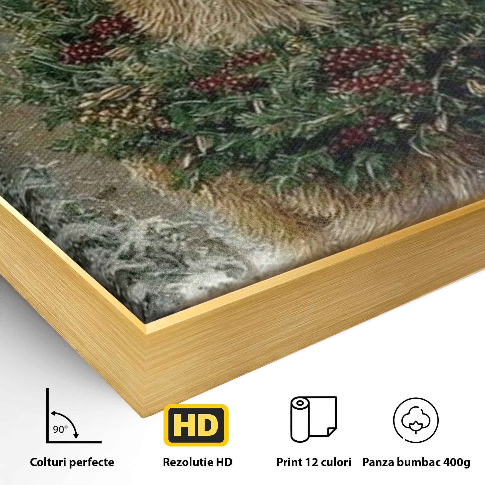 Tablou Canvas Premium LuxCanva® PI1092, Cerbul Impodobit, Salbatic, Animal, Padure, Iarna, Craciun, Living, Dormitor, Culori Vibrante