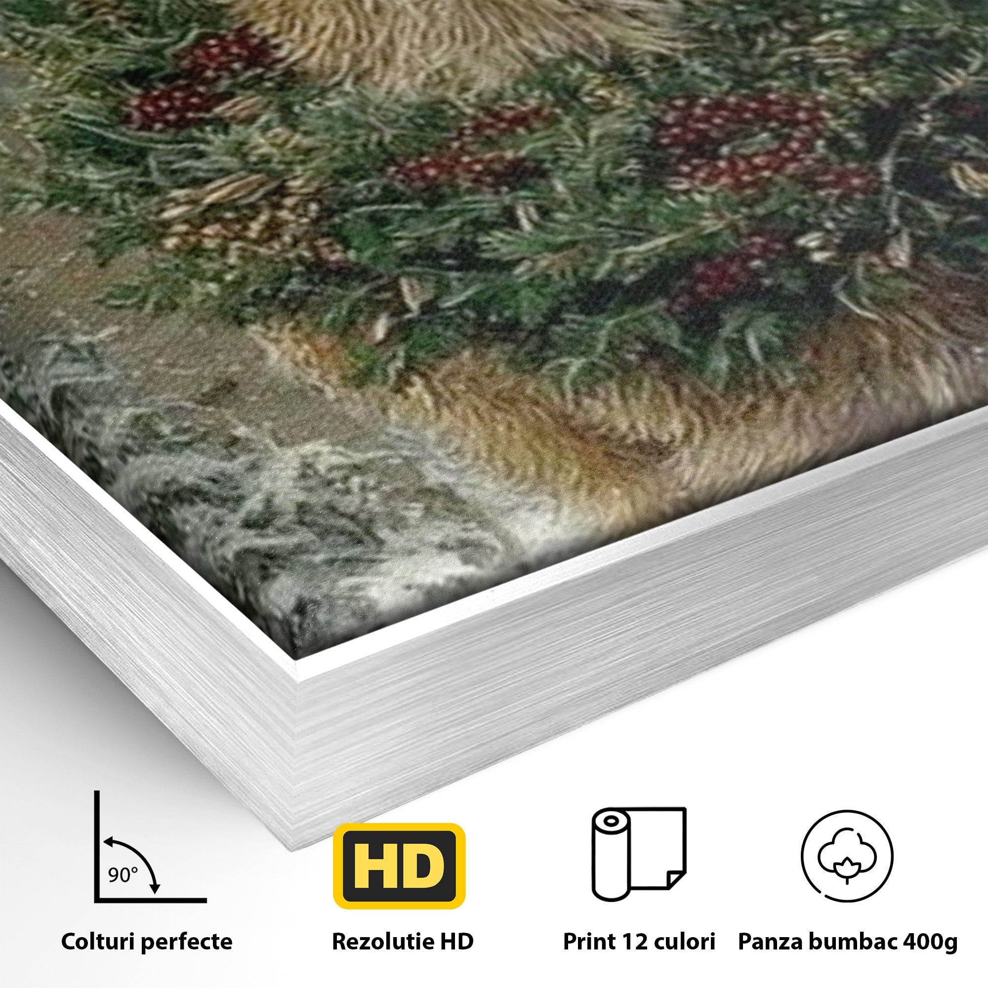 Tablou Canvas Premium LuxCanva® PI1092, Cerbul Impodobit, Salbatic, Animal, Padure, Iarna, Craciun, Living, Dormitor, Culori Vibrante