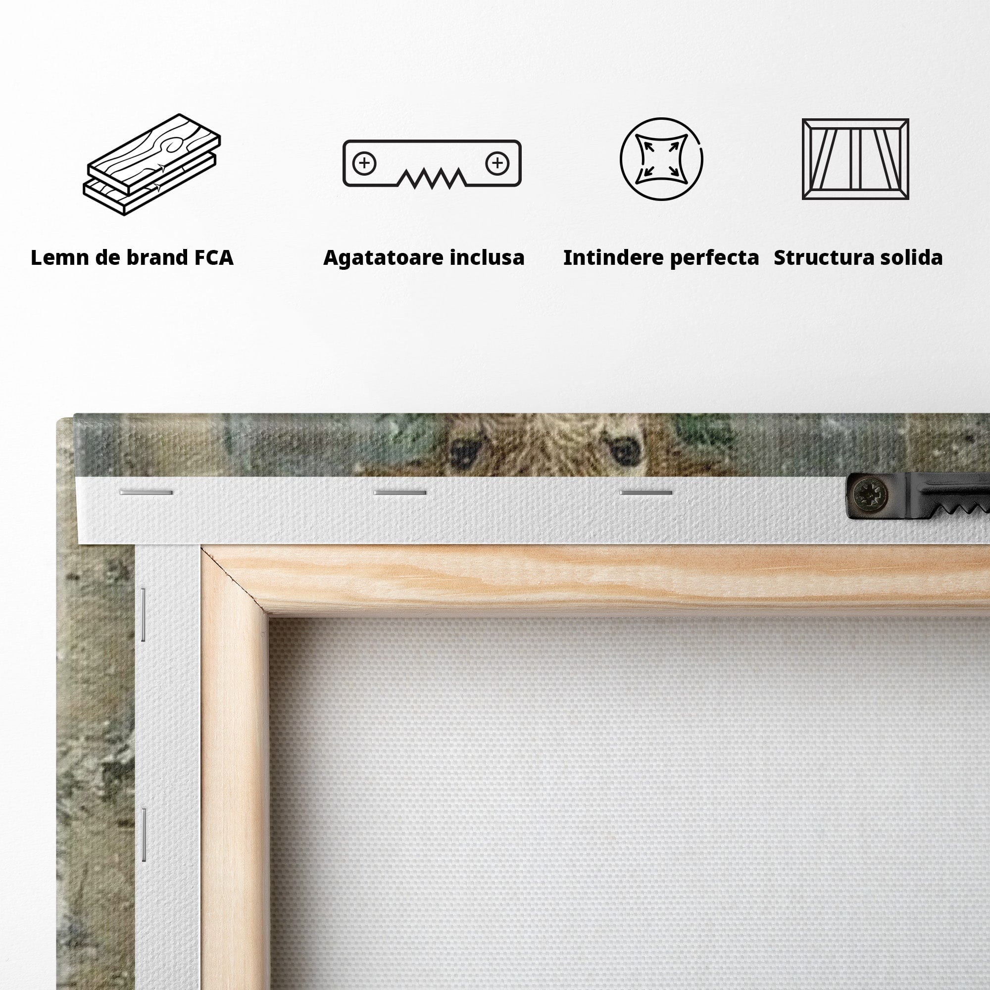 Tablou Canvas Premium LuxCanva® PI1092, Cerbul Impodobit, Salbatic, Animal, Padure, Iarna, Craciun, Living, Dormitor, Culori Vibrante