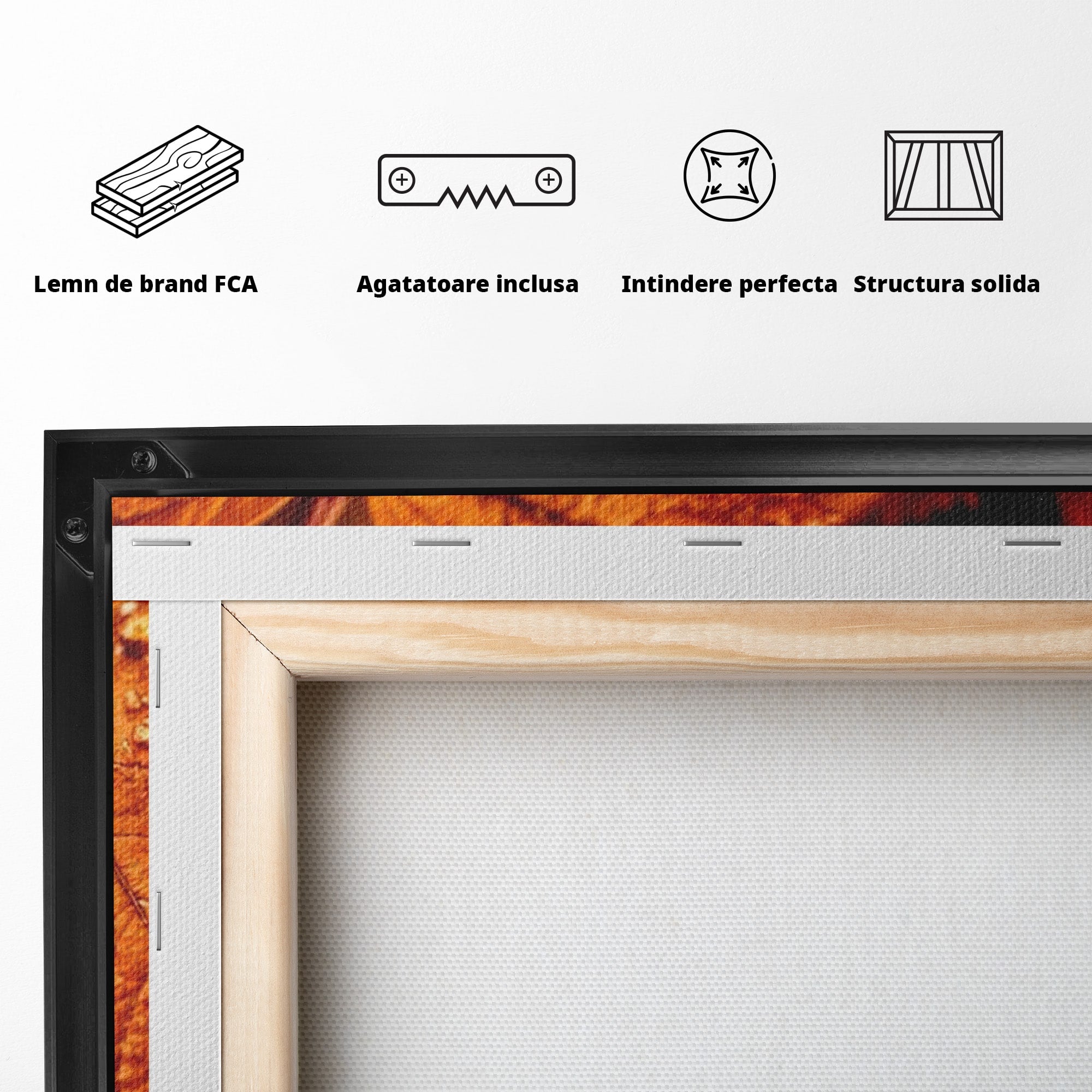 Tablou Canvas Premium LuxCanva® PI1094, Frunza De Toamna,Picatura, Roua, Lumina, Decor, Living, Culori Vibrante