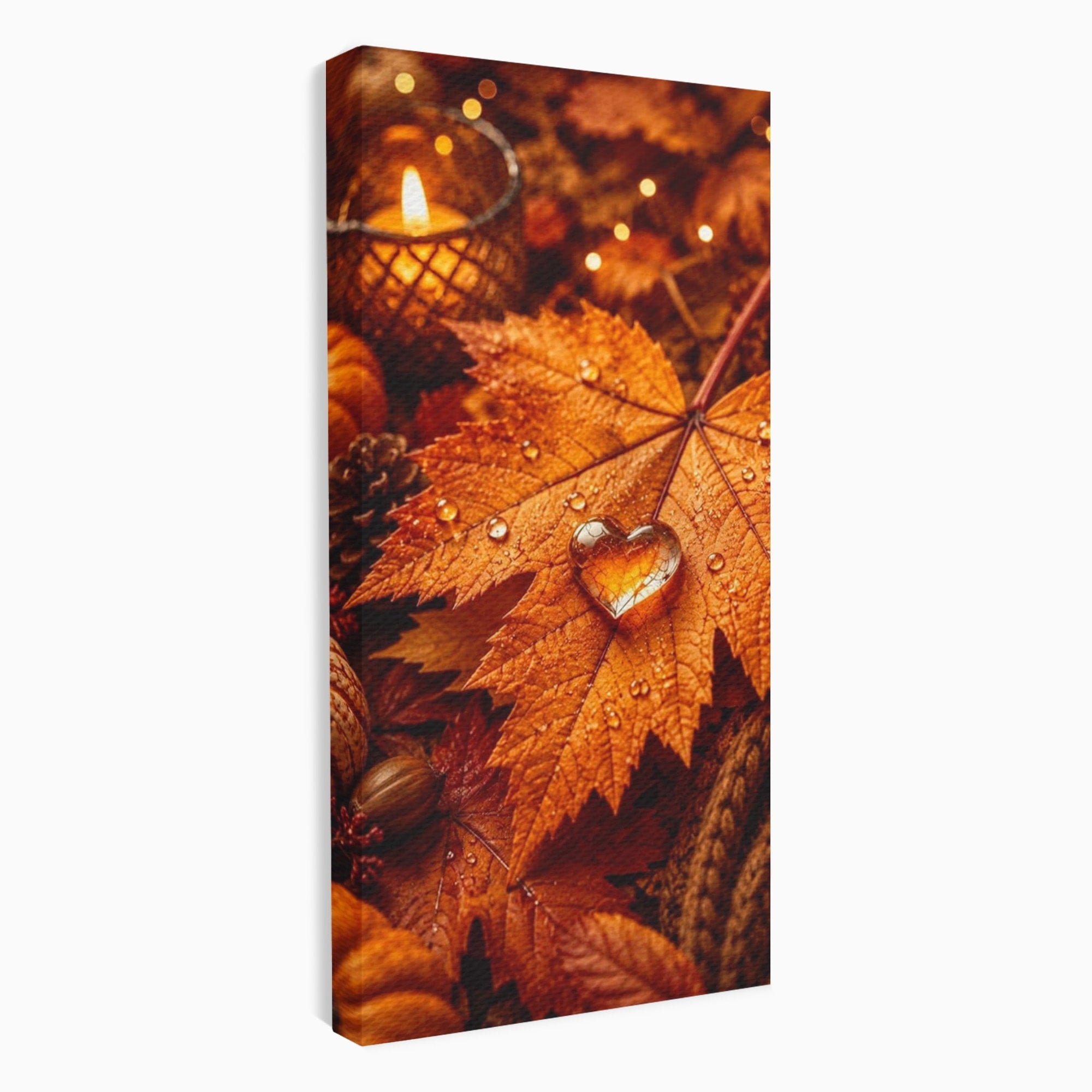 Tablou Canvas Premium LuxCanva® PI1094, Frunza De Toamna,Picatura, Roua, Lumina, Decor, Living, Culori Vibrante