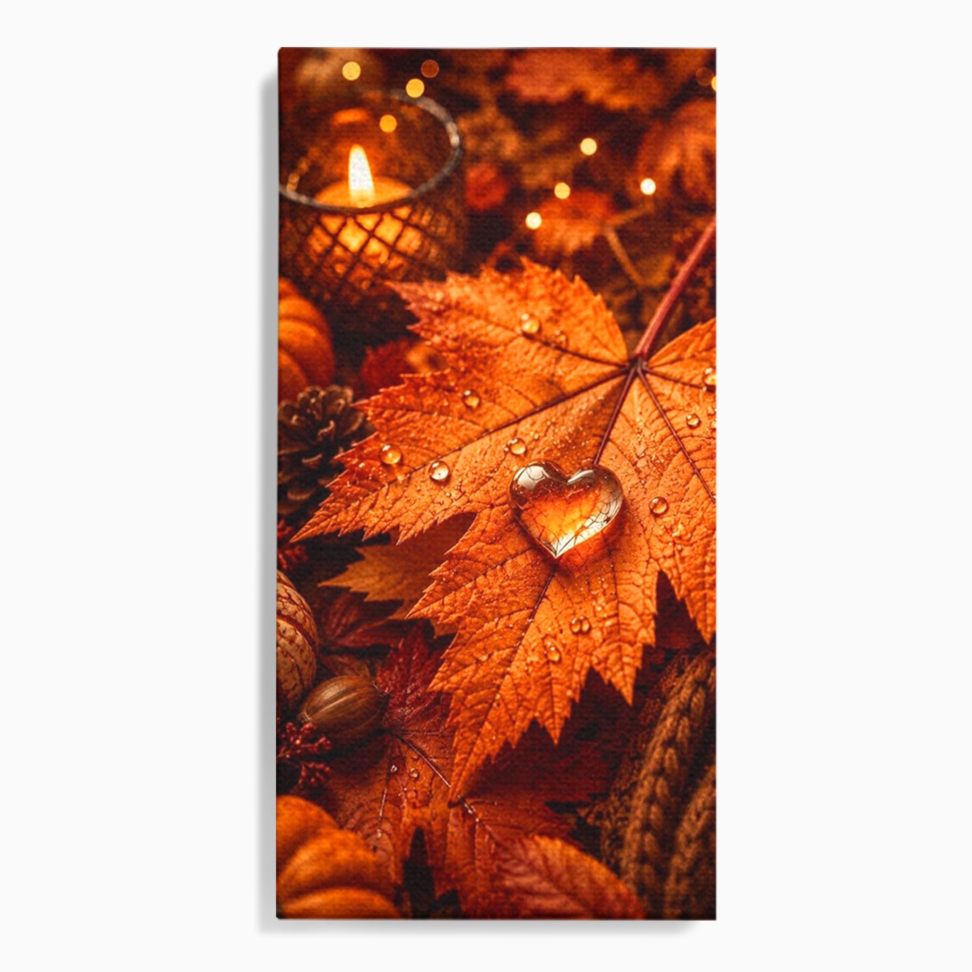 Tablou Canvas Premium LuxCanva® PI1094, Frunza De Toamna,Picatura, Roua, Lumina, Decor, Living, Culori Vibrante
