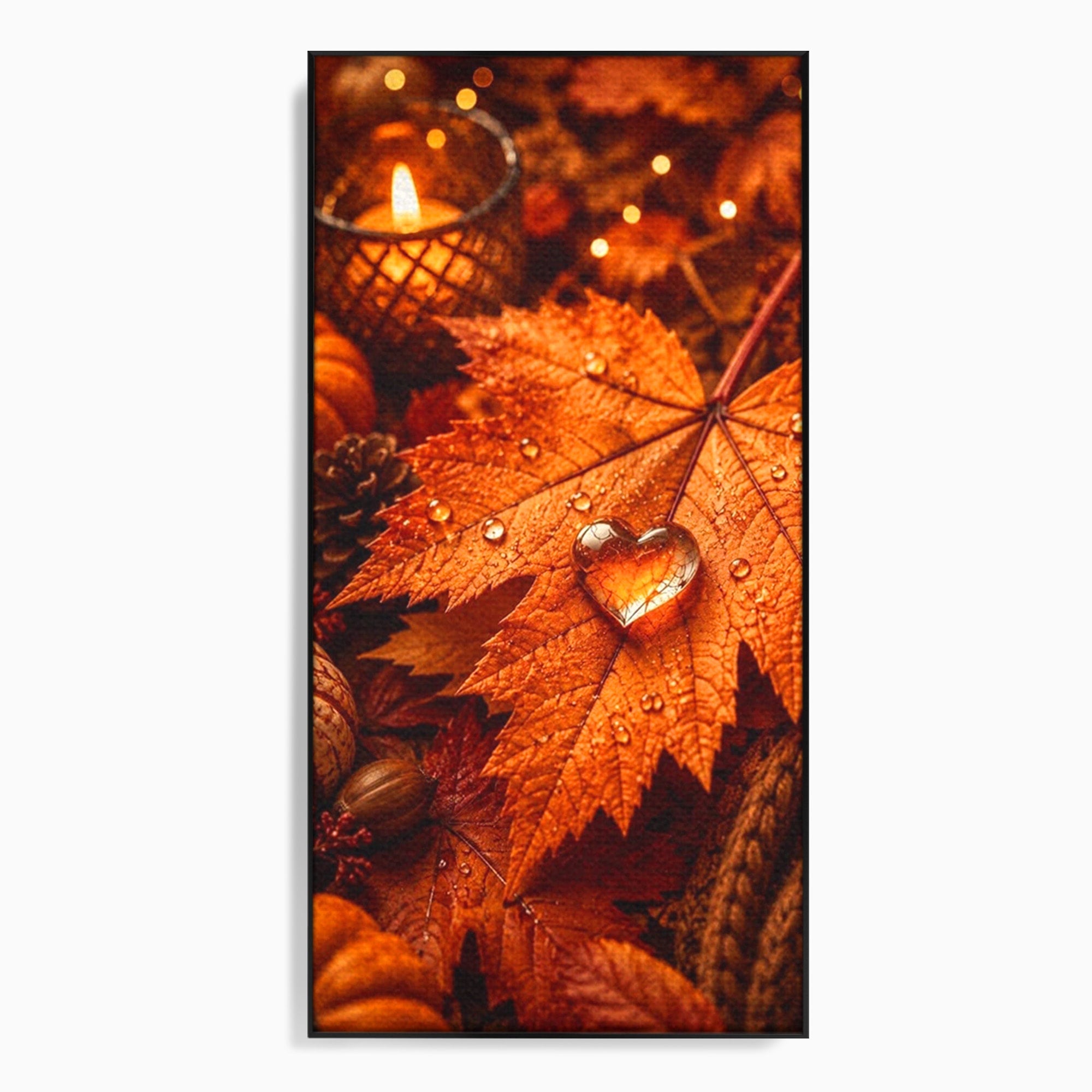 Tablou Canvas Premium LuxCanva® PI1094, Frunza De Toamna,Picatura, Roua, Lumina, Decor, Living, Culori Vibrante
