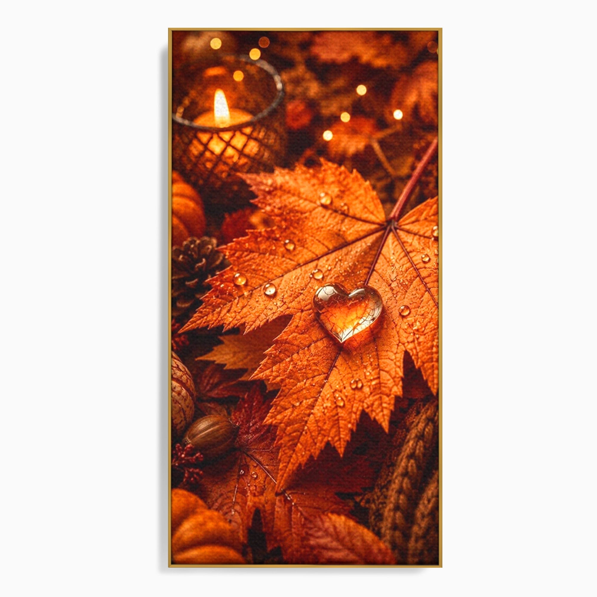 Tablou Canvas Premium LuxCanva® PI1094, Frunza De Toamna,Picatura, Roua, Lumina, Decor, Living, Culori Vibrante