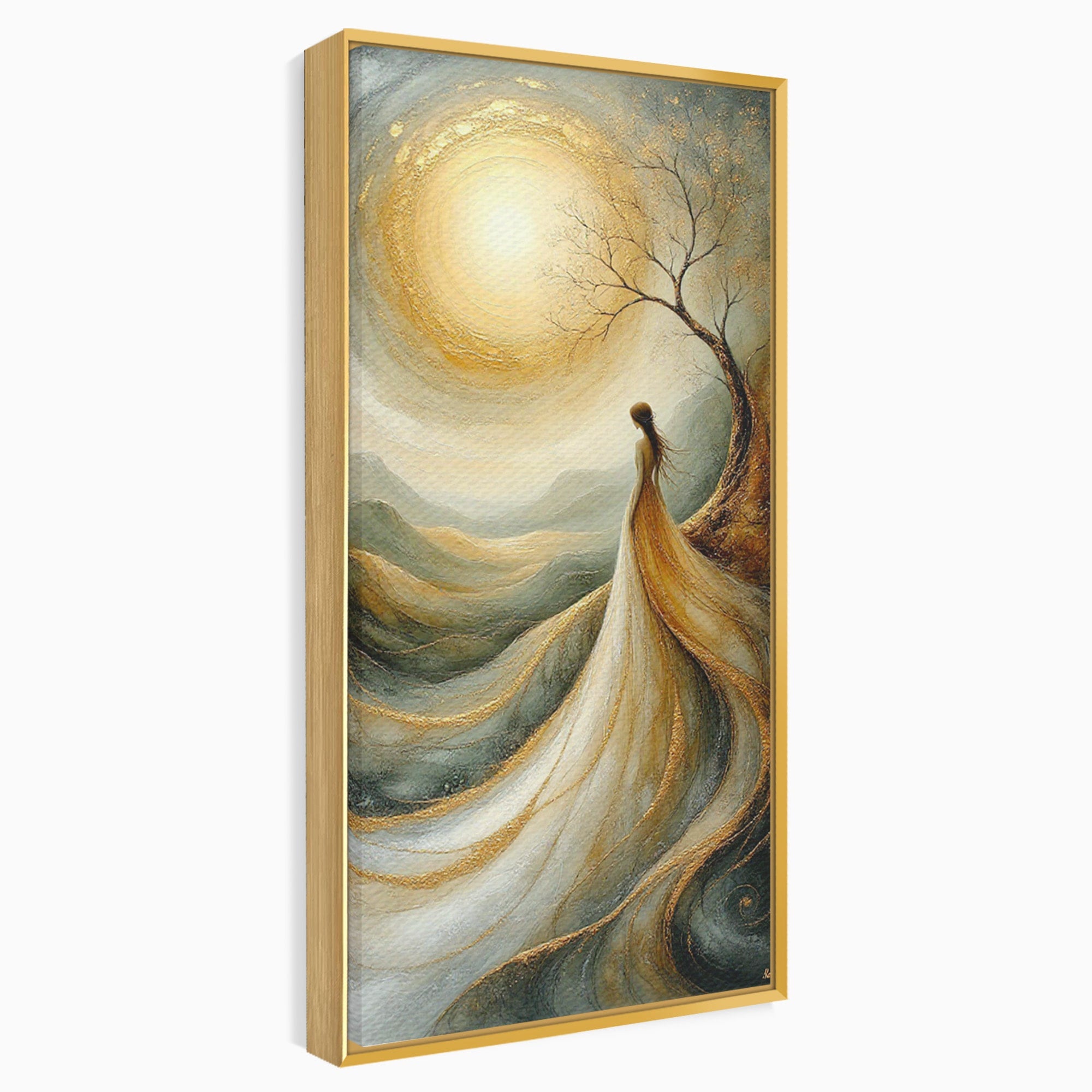 Tablou Canvas Premium LuxCanva® PI1096, Fata Si Soarele, Apus, Peisaj, Soare, Visator, Dormitor, Culori Vibrante