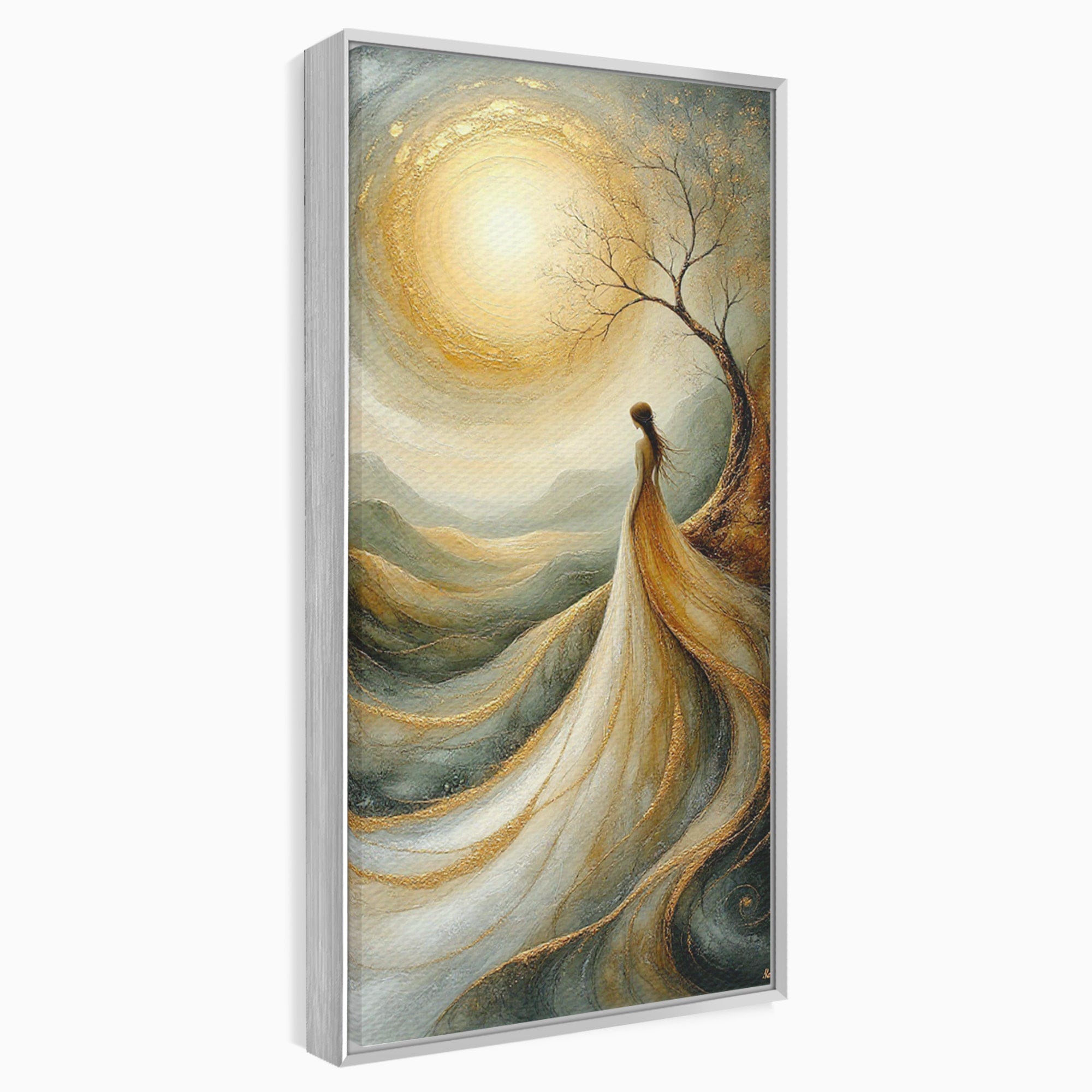 Tablou Canvas Premium LuxCanva® PI1096, Fata Si Soarele, Apus, Peisaj, Soare, Visator, Dormitor, Culori Vibrante