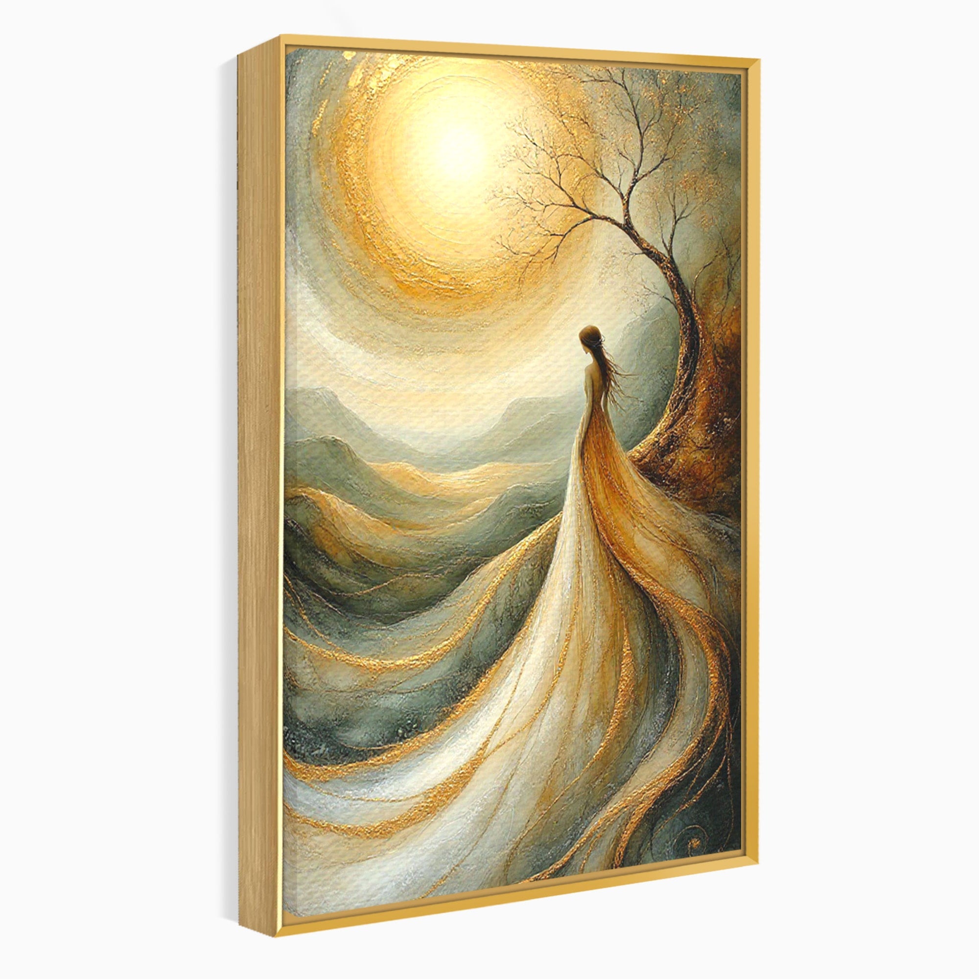 Tablou Canvas Premium LuxCanva® PI1096, Fata Si Soarele, Apus, Peisaj, Soare, Visator, Dormitor, Culori Vibrante