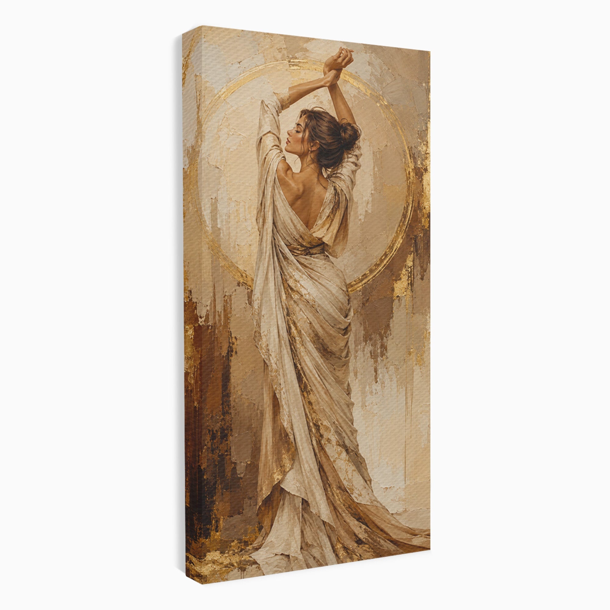 Tablou Canvas Premium LuxCanva® PI1097, Dansul Auriu, Femeie, Armonie, Eleganta, Arta, Living, Dormitor, Culori Vibrante