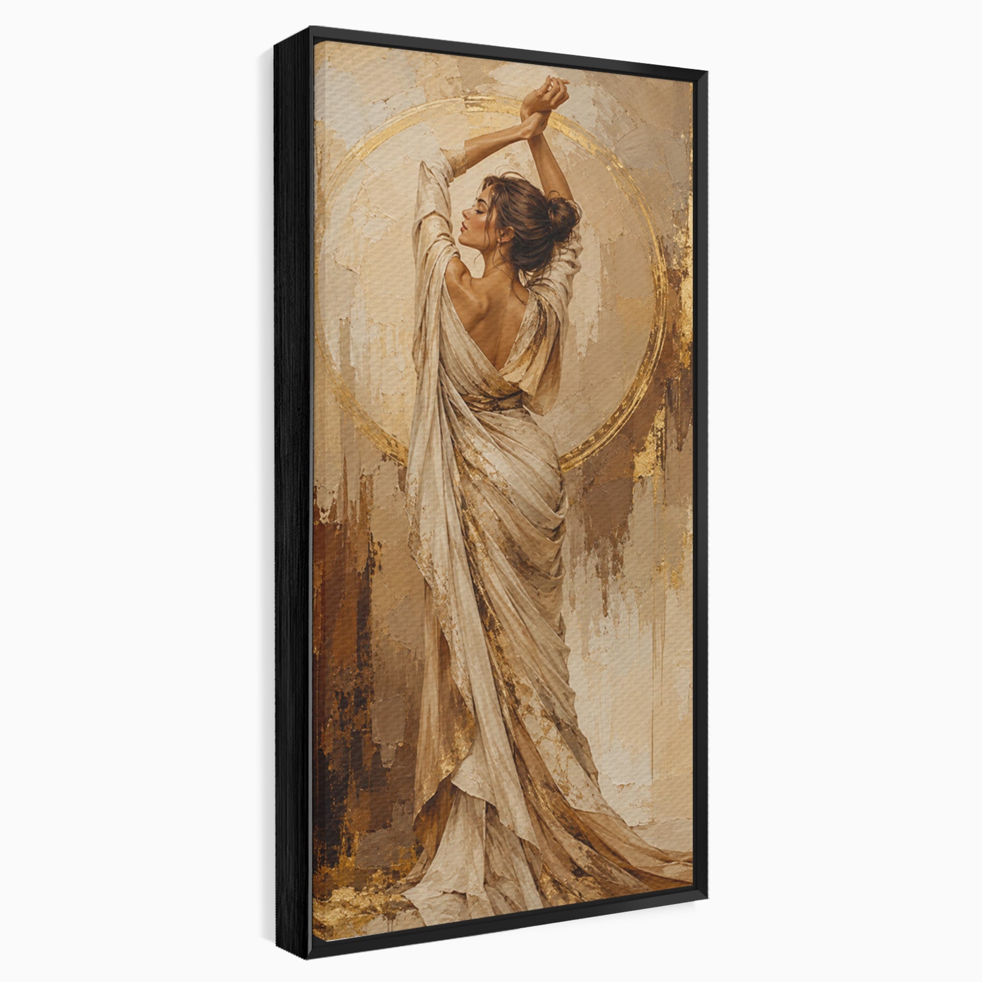 Tablou Canvas Premium LuxCanva® PI1097, Dansul Auriu, Femeie, Armonie, Eleganta, Arta, Living, Dormitor, Culori Vibrante