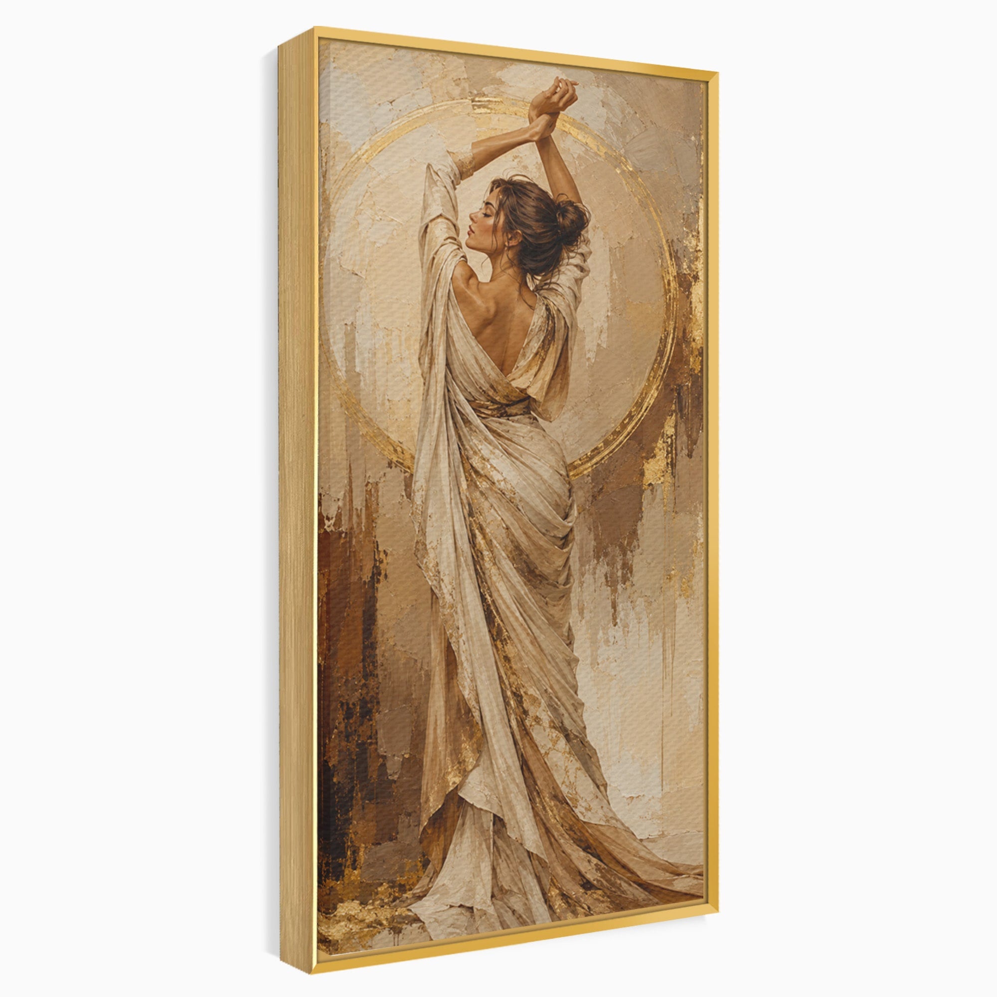 Tablou Canvas Premium LuxCanva® PI1097, Dansul Auriu, Femeie, Armonie, Eleganta, Arta, Living, Dormitor, Culori Vibrante